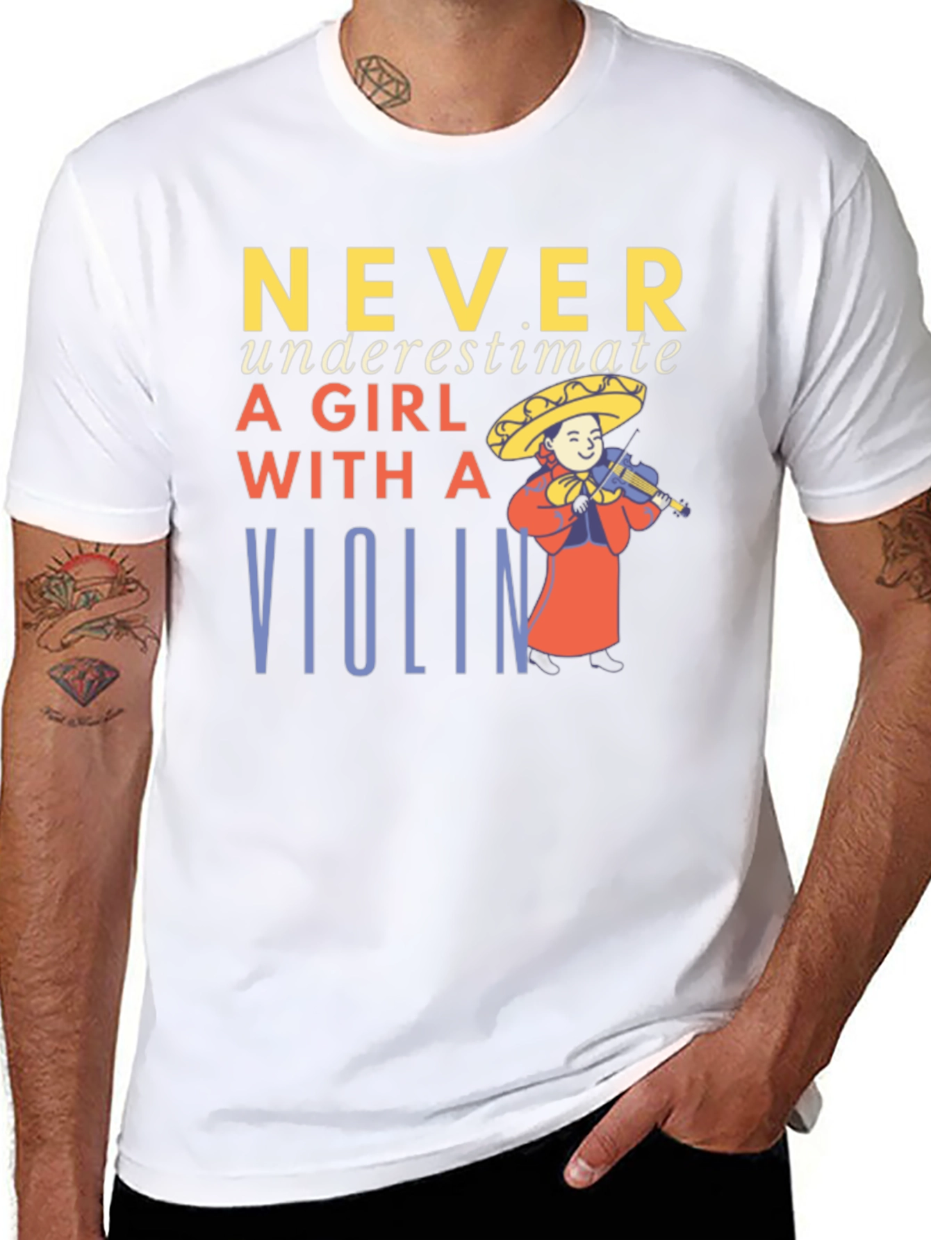 Never Underestimate A Girl With A Violin T-Shirt