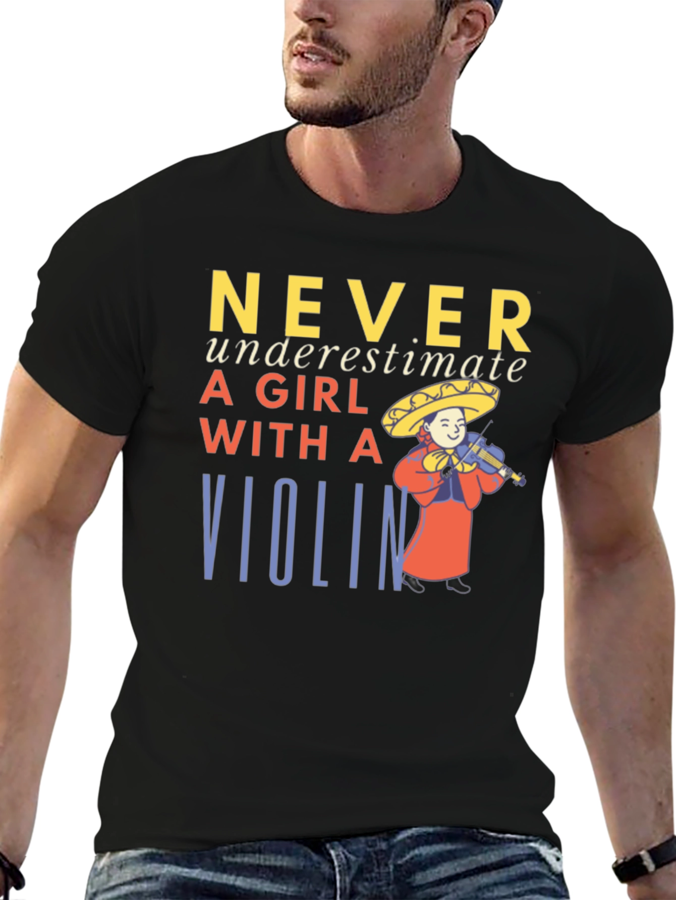 Never Underestimate A Girl With A Violin T-Shirt