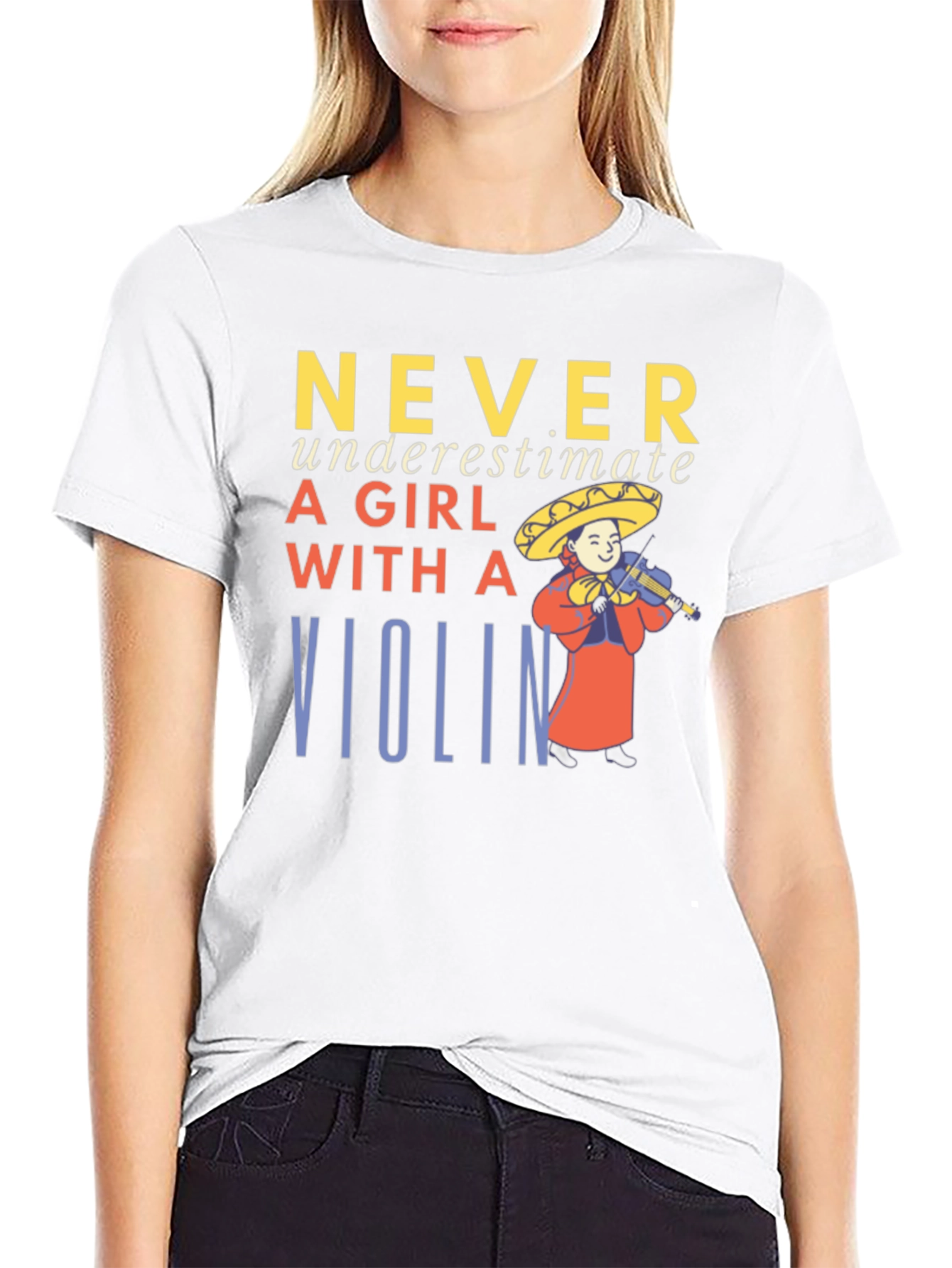 Never Underestimate A Girl With A Violin T-Shirt