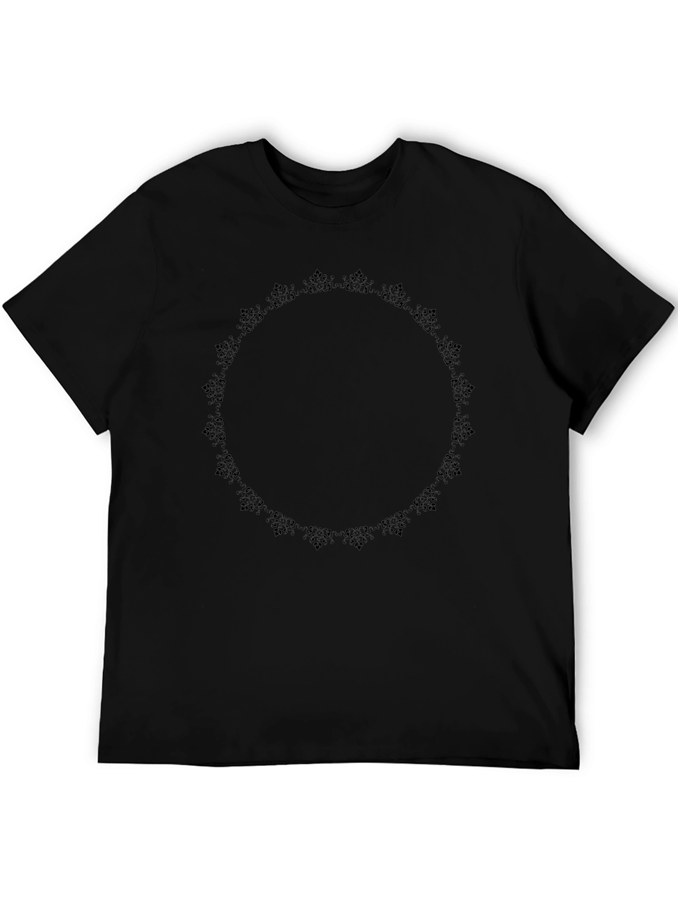 Mens Black Mandala Graphic Crewneck T-Shirt