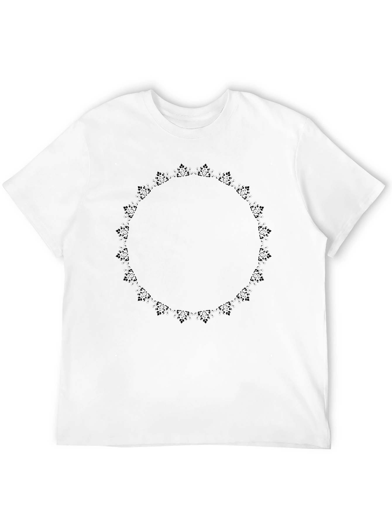 Mens Black Mandala Graphic Crewneck T-Shirt
