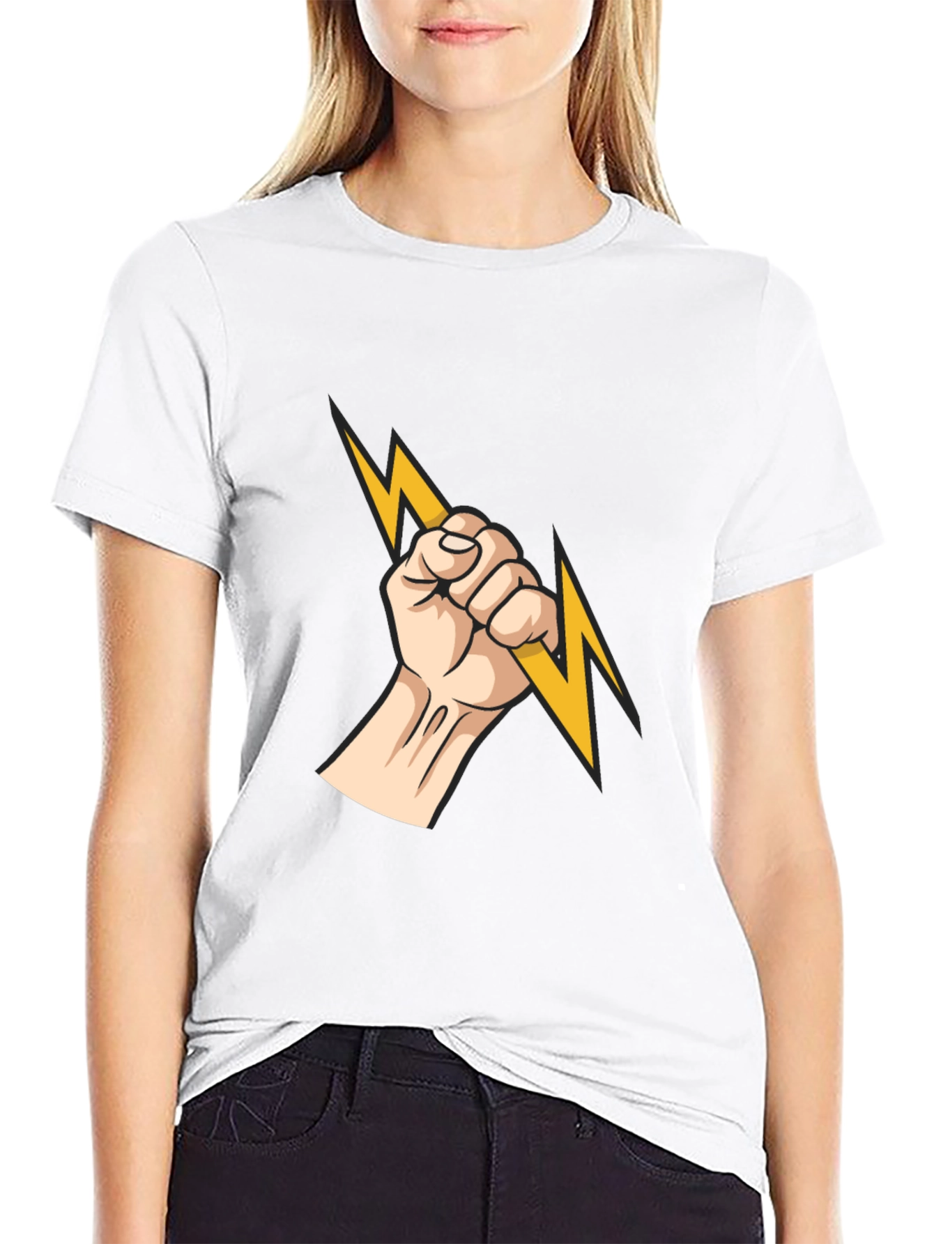 Electrified Fist Graphic Tee - Black Cotton Comfort