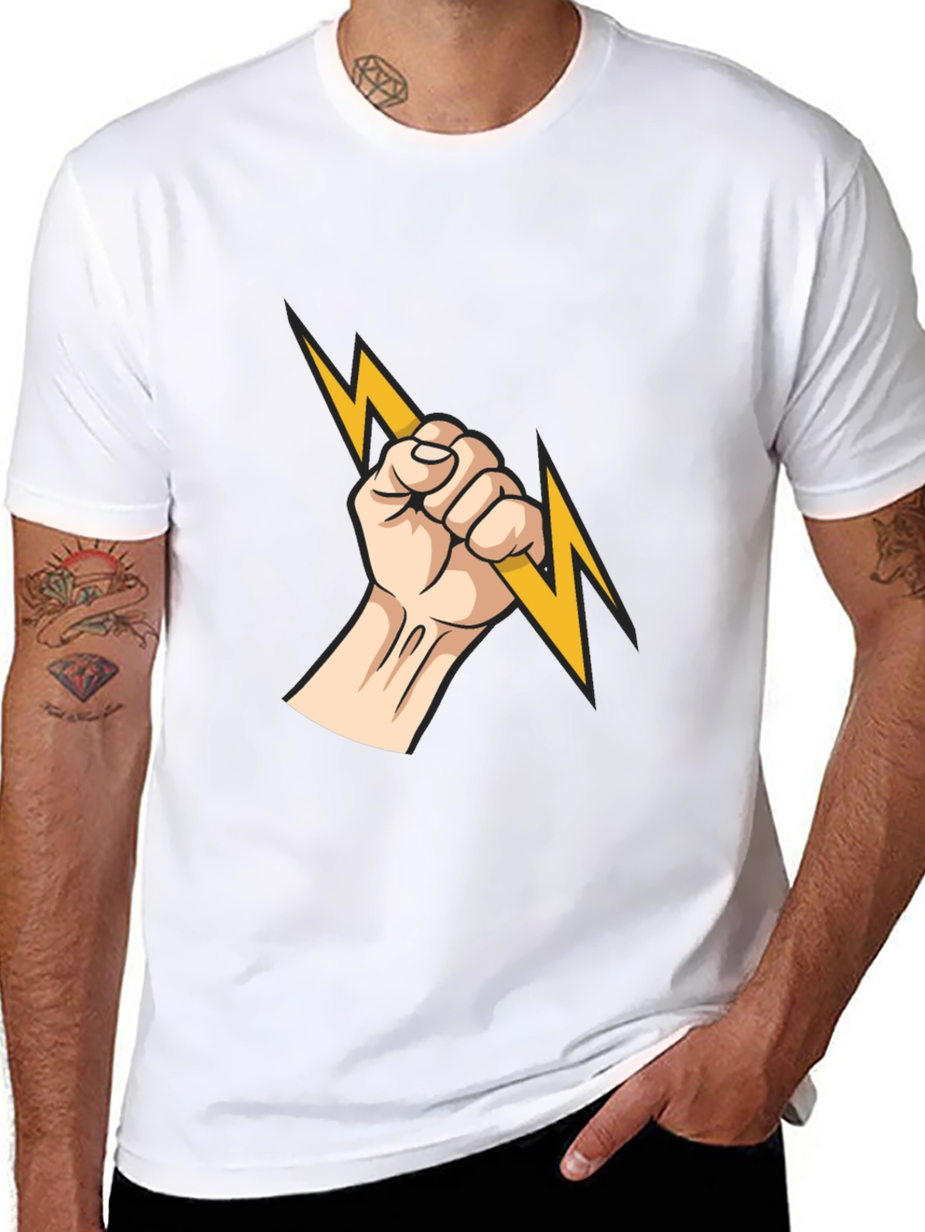 Electrified Fist Graphic Tee - Black Cotton Comfort