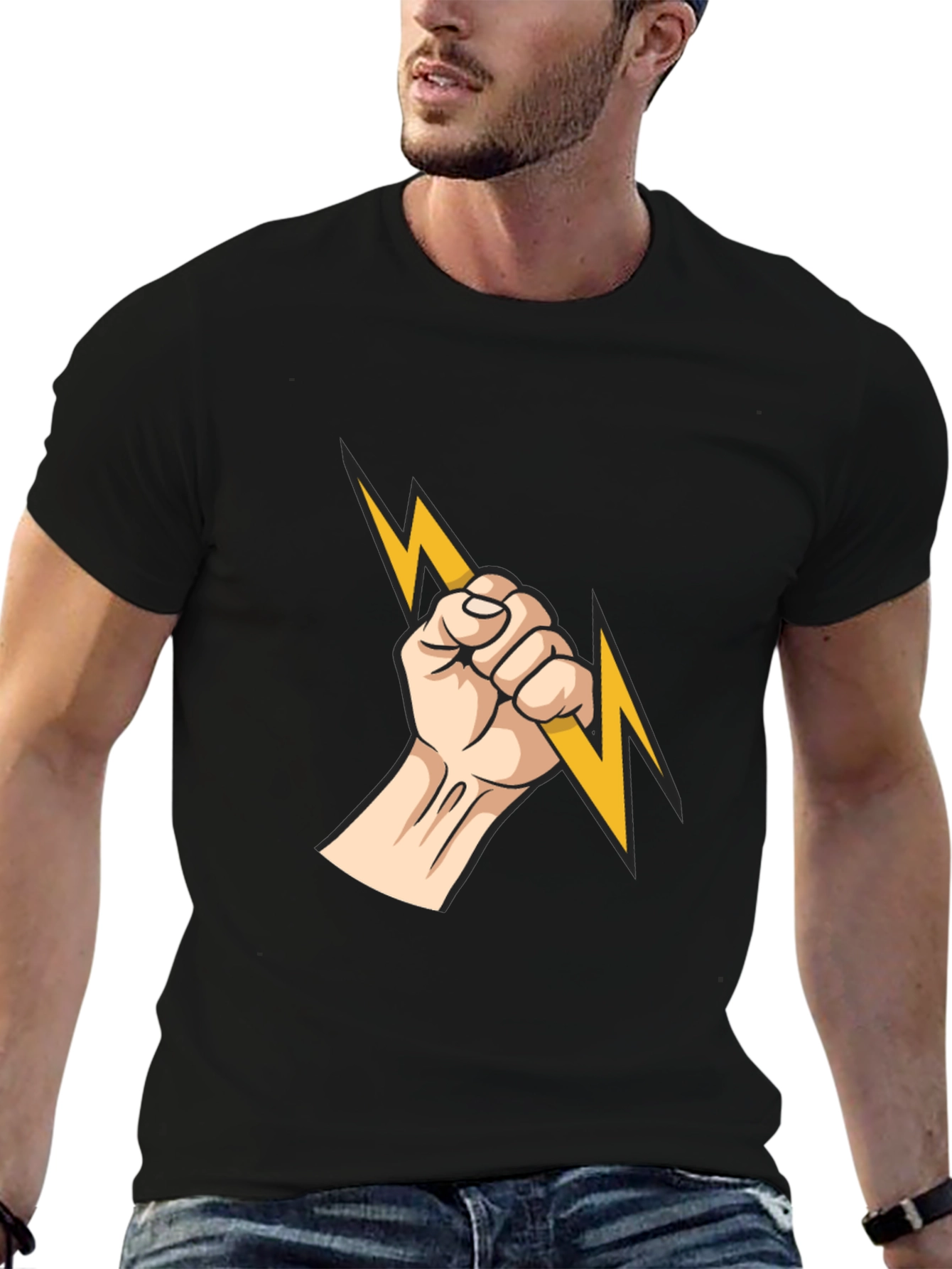 Electrified Fist Graphic Tee - Black Cotton Comfort