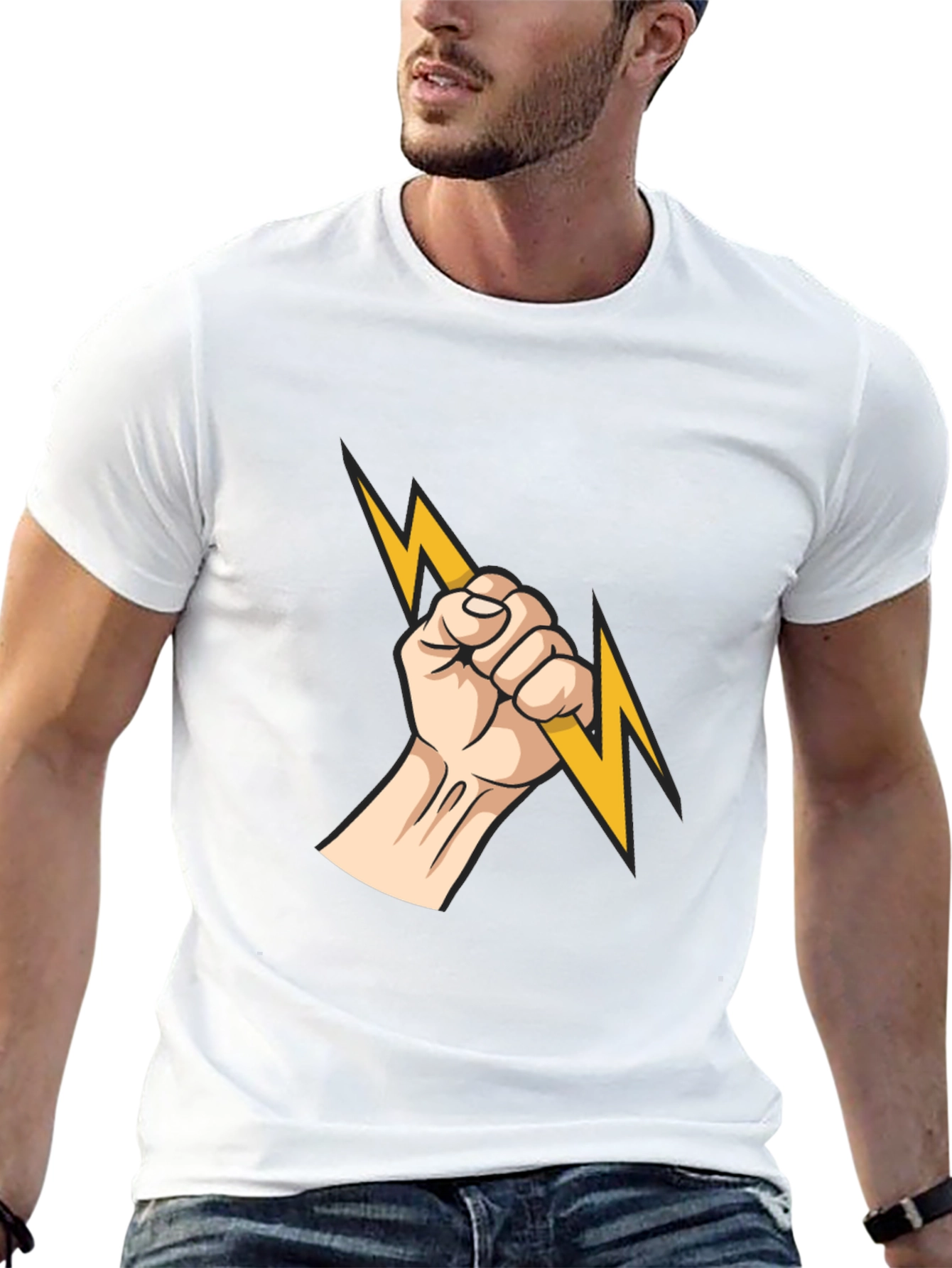 Electrified Fist Graphic Tee - Black Cotton Comfort