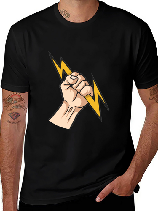 Electrified Fist Graphic Tee - Black Cotton Comfort