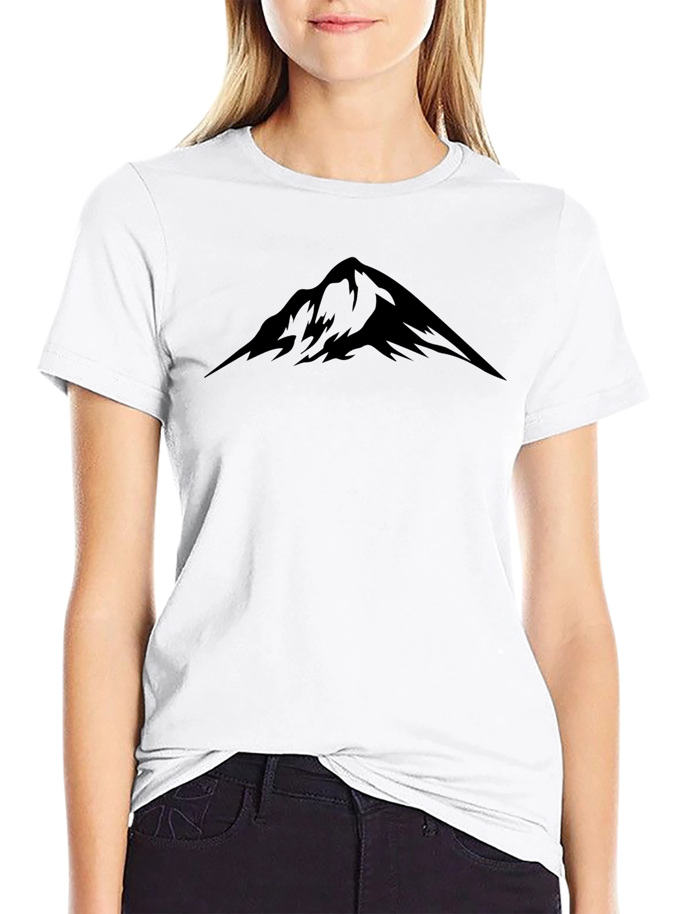 Mountain Peak Graphic Tee - Black Crew Neck T-Shirt