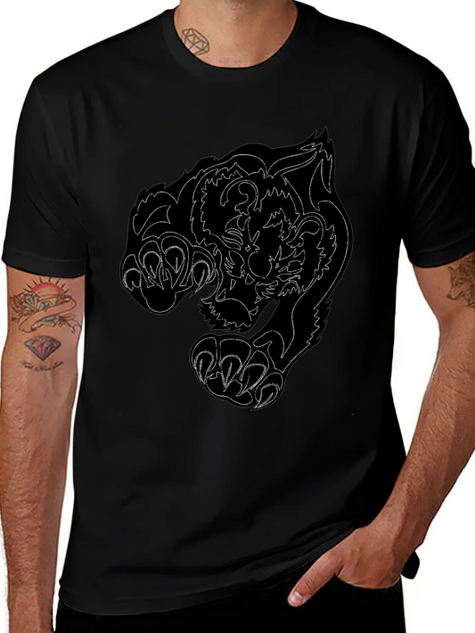 Black Tee with Fierce Tiger Graphic