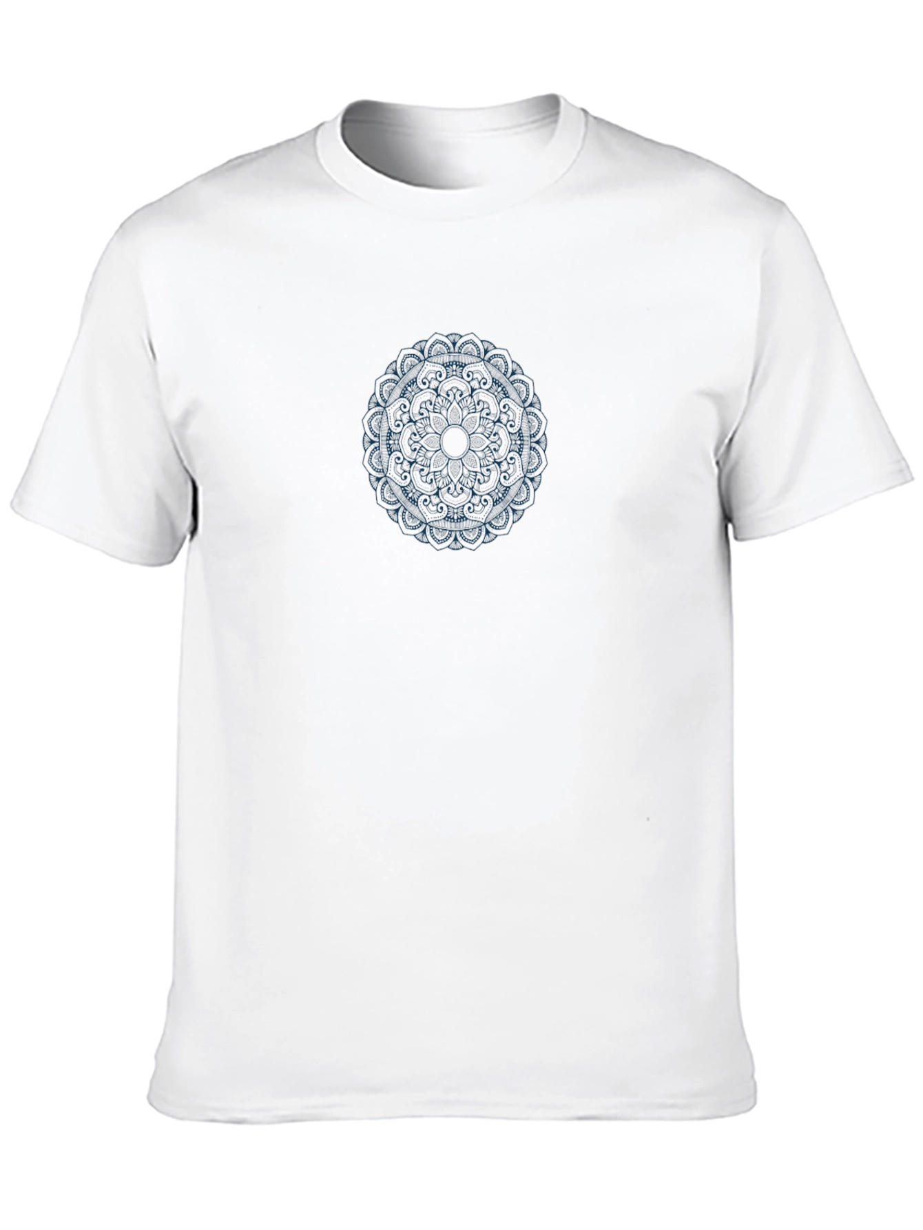 Mens Black T-Shirt with Blue Mandala Design
