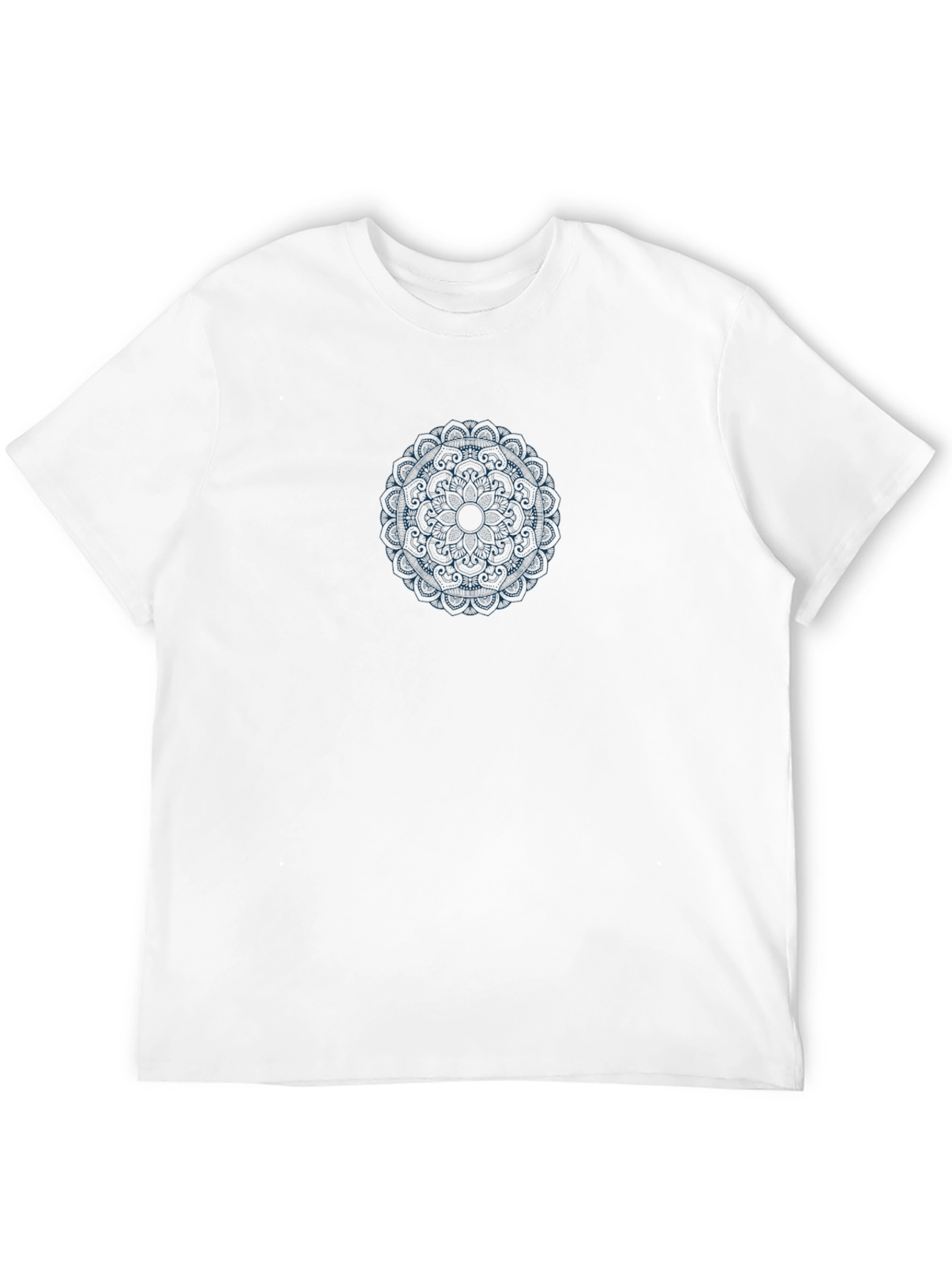 Mens Black T-Shirt with Blue Mandala Design