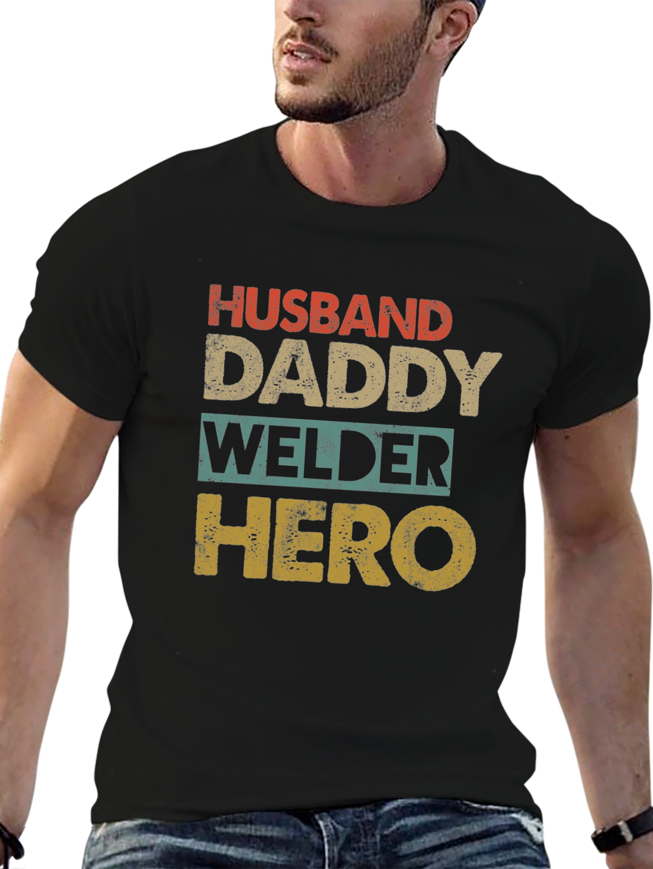 Husband Daddy Welder Hero Graphic Tee