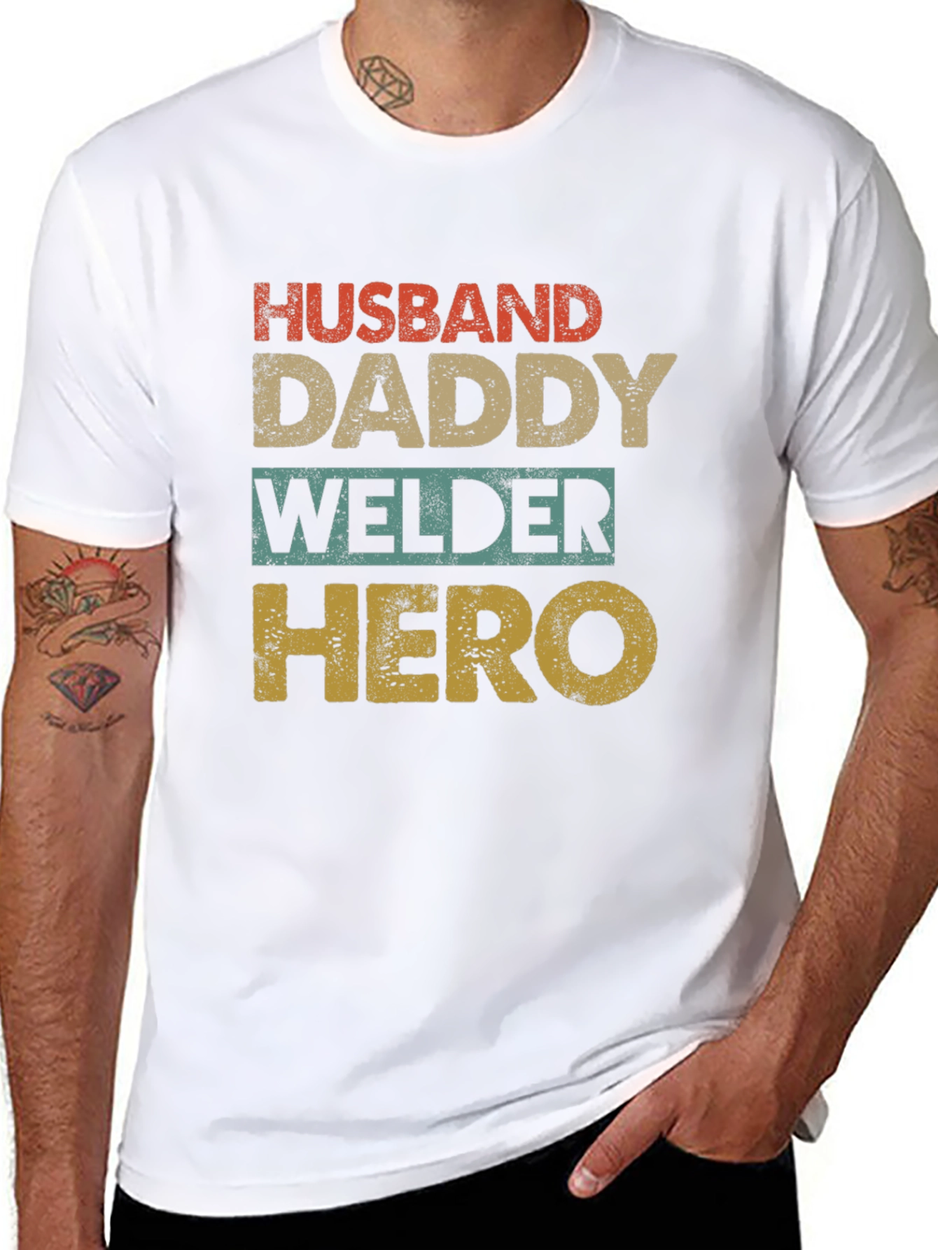 Husband Daddy Welder Hero Graphic Tee