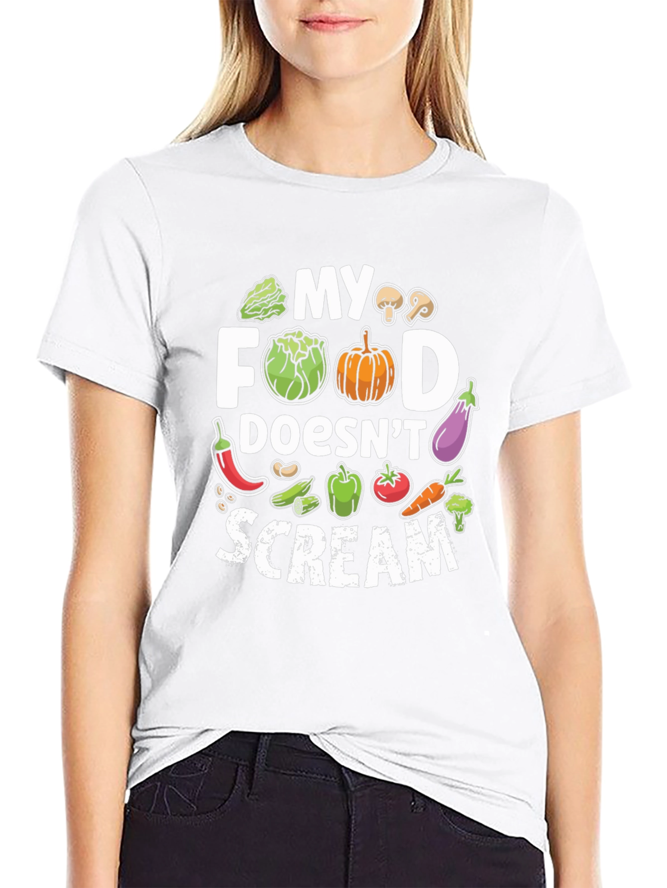 Vegan My Food Doesnt Scream Graphic Tee