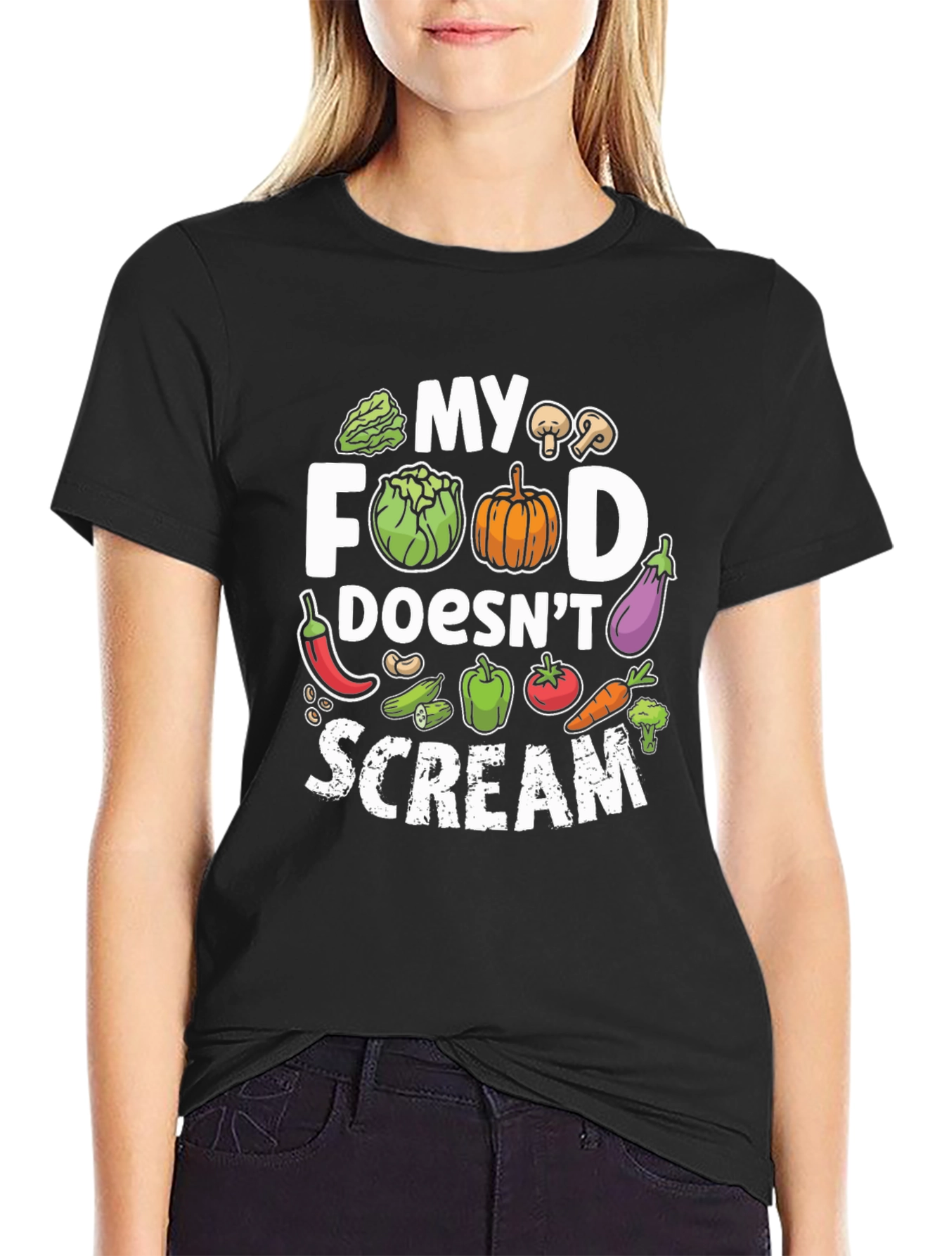 Vegan My Food Doesnt Scream Graphic Tee