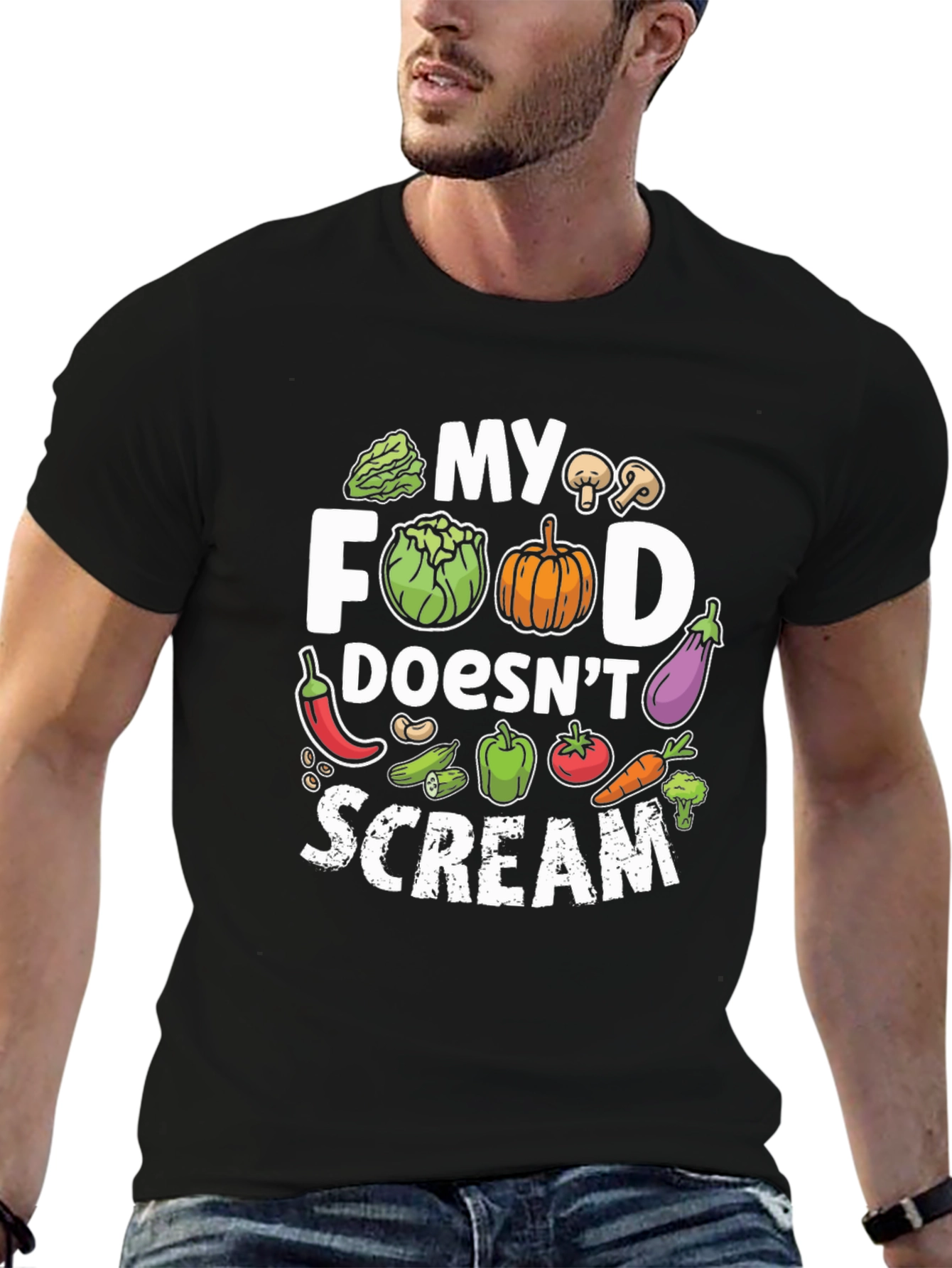 Vegan My Food Doesnt Scream Graphic Tee