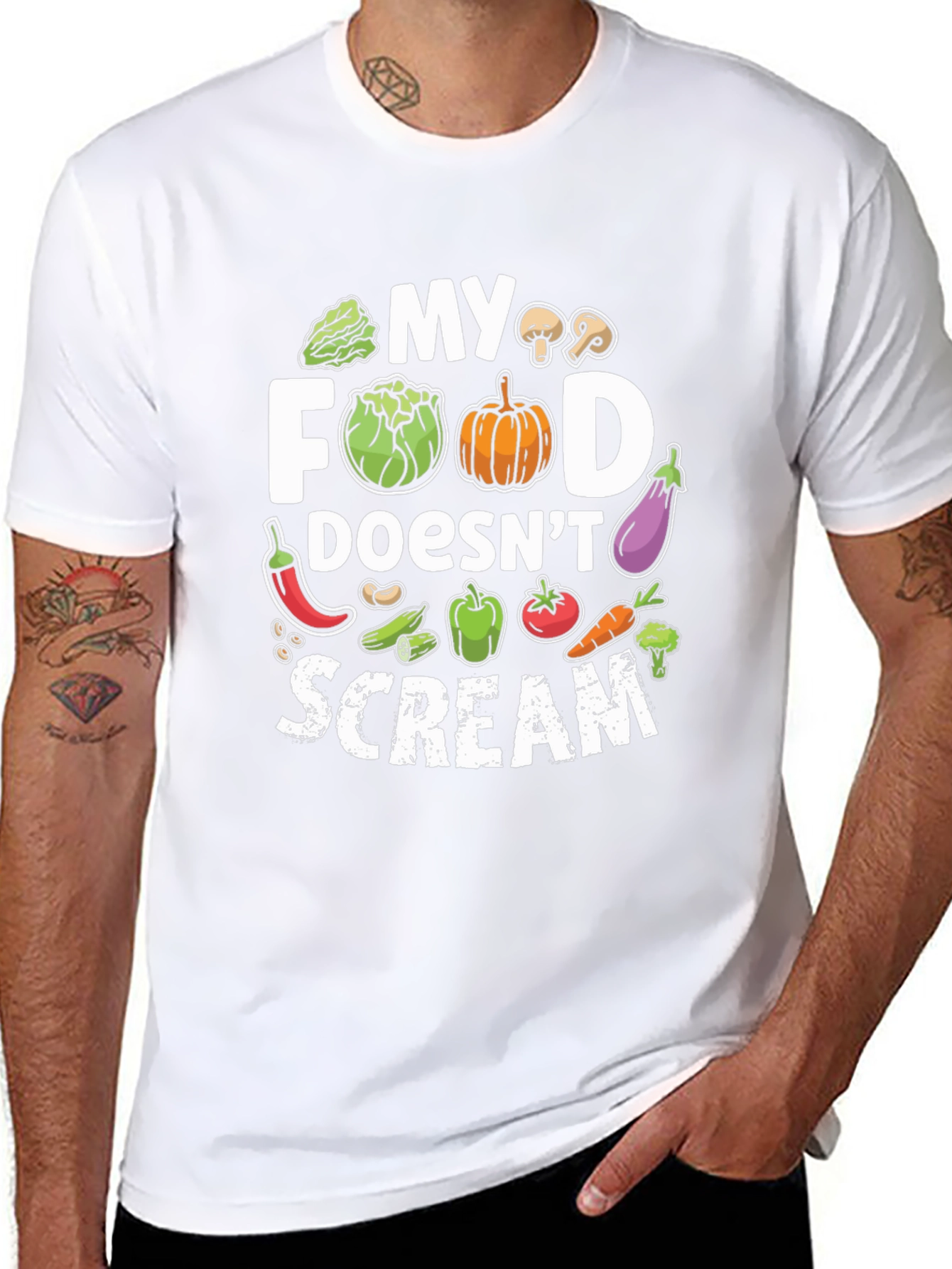 Vegan My Food Doesnt Scream Graphic Tee