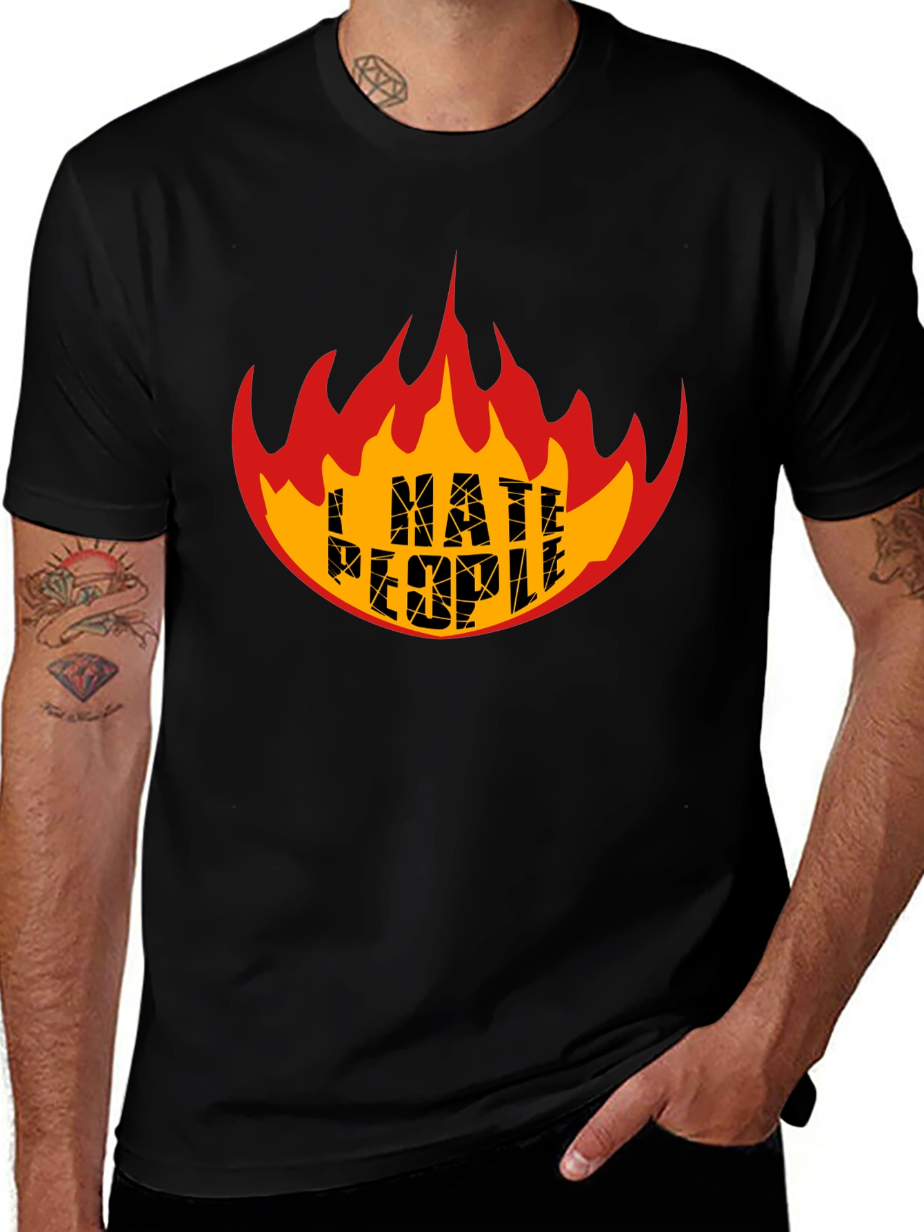 I Hate People Graphic Tee - Flame Design
