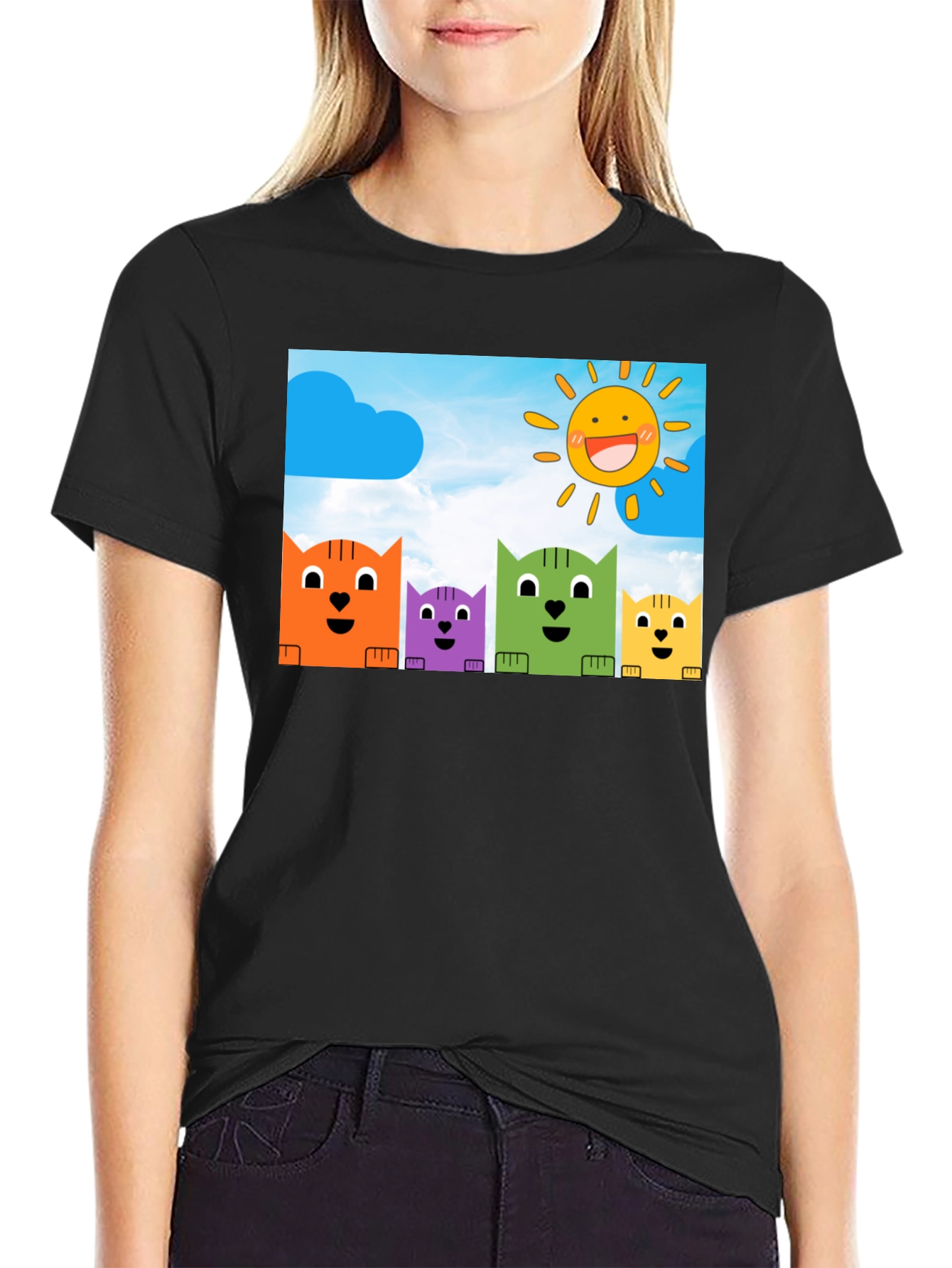 Cute Cartoon Cats T-Shirt - Fun Graphic Tee