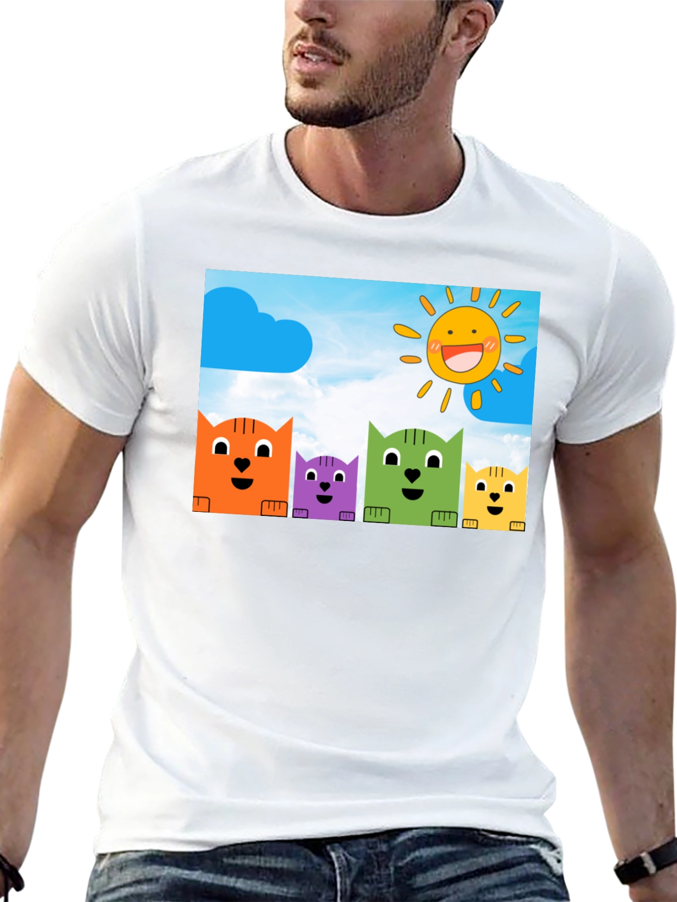 Cute Cartoon Cats T-Shirt - Fun Graphic Tee