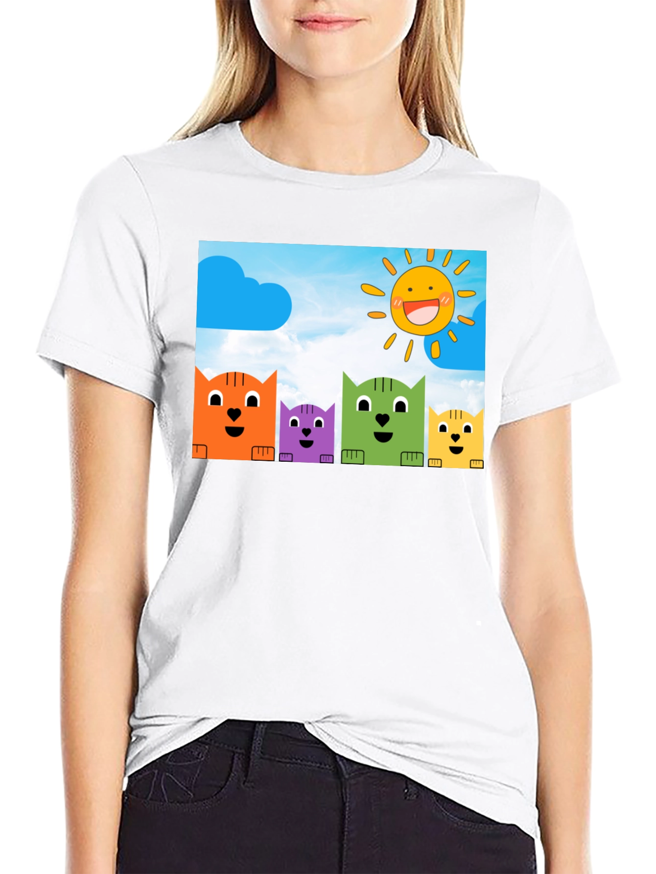Cute Cartoon Cats T-Shirt - Fun Graphic Tee