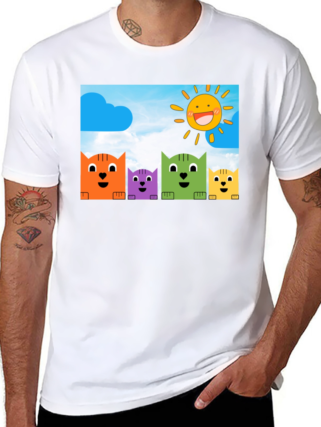 Cute Cartoon Cats T-Shirt - Fun Graphic Tee