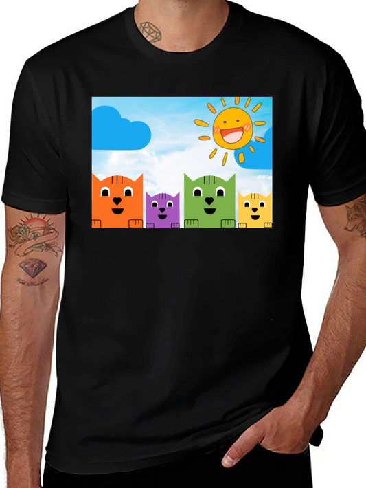 Cute Cartoon Cats T-Shirt - Fun Graphic Tee