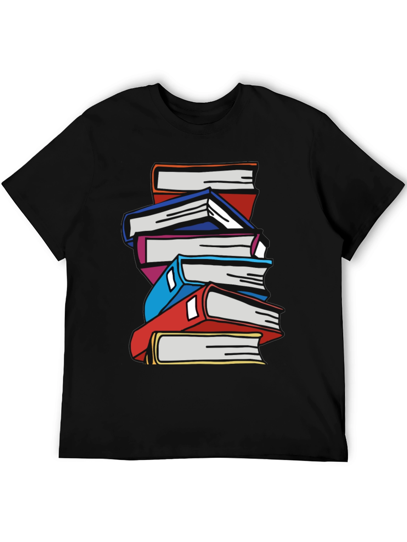 Stacked Books Graphic T-Shirt - Black