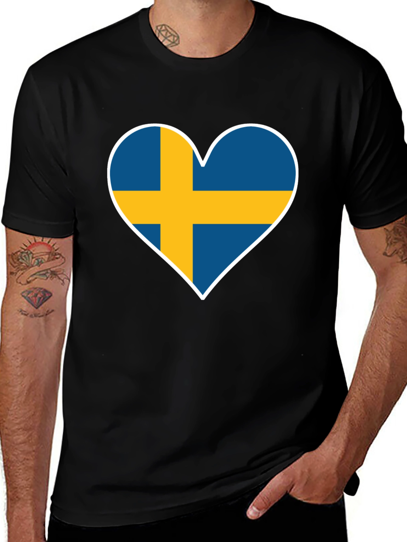Swedish Flag Heart T-Shirt - Show Your Love!