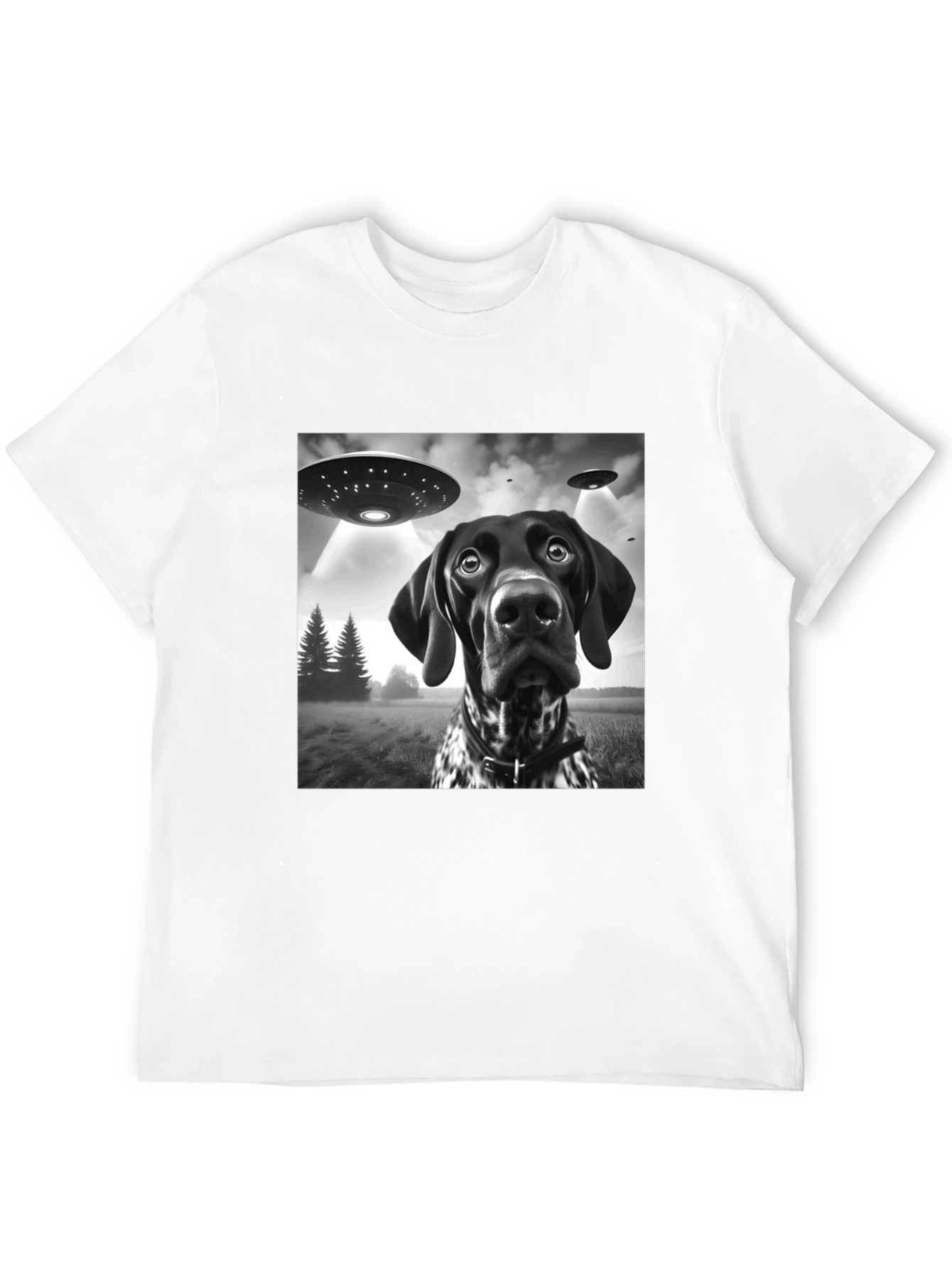 UFO Dog Abduction Graphic T-Shirt