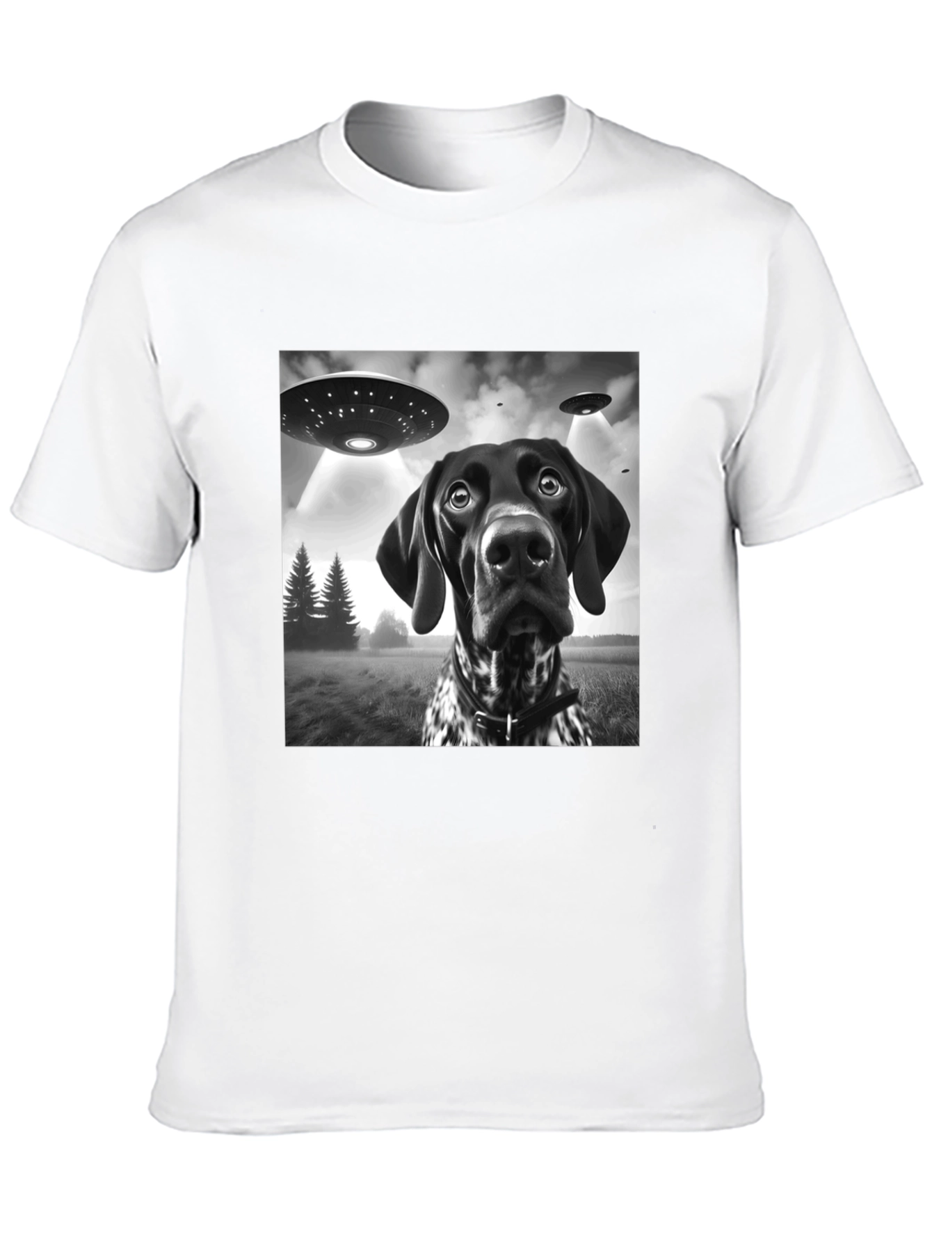 UFO Dog Abduction Graphic T-Shirt