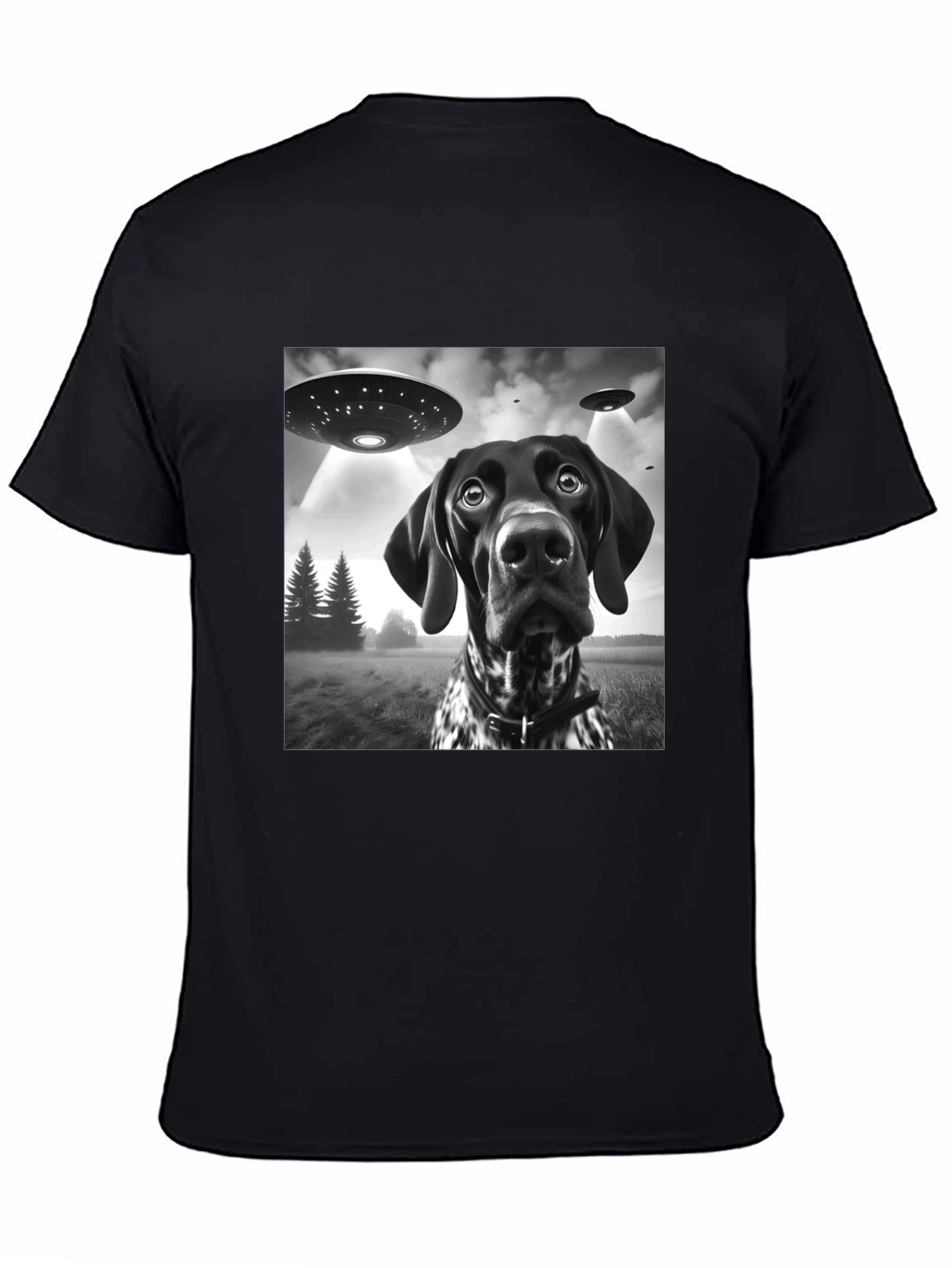 UFO Dog Abduction Graphic T-Shirt