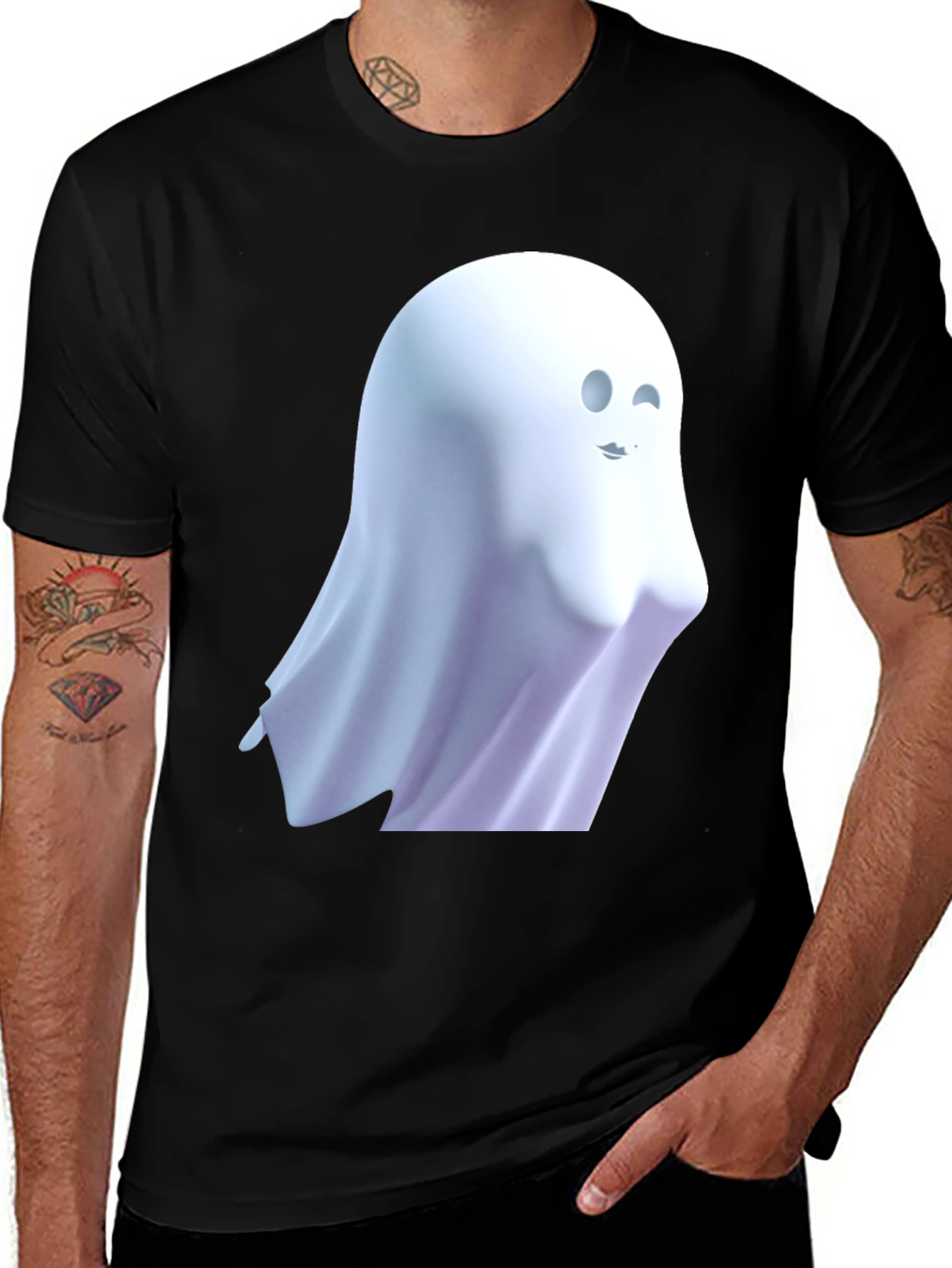 Spooky Ghost Graphic Tee - Halloween Style
