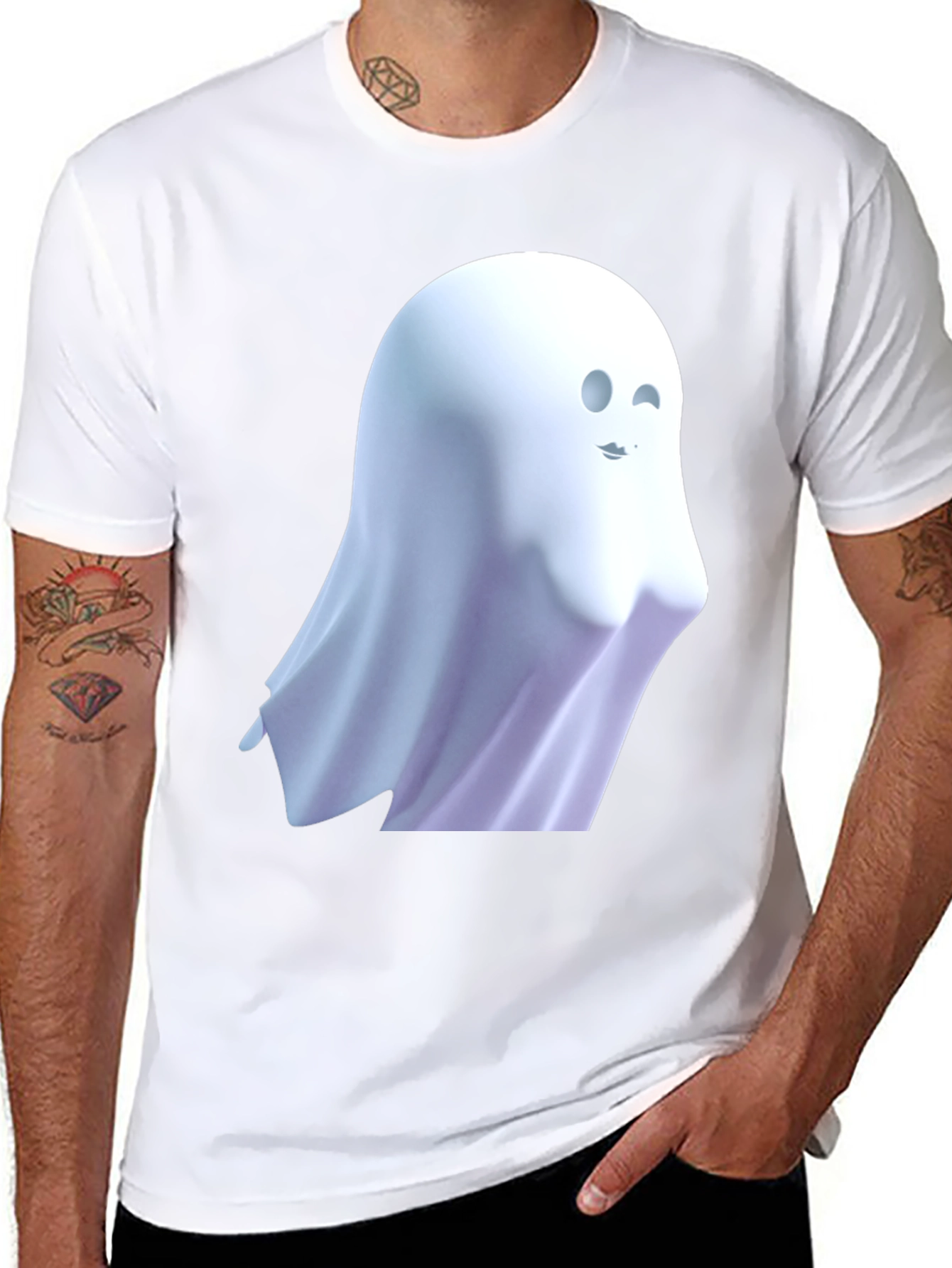 Spooky Ghost Graphic Tee - Halloween Style
