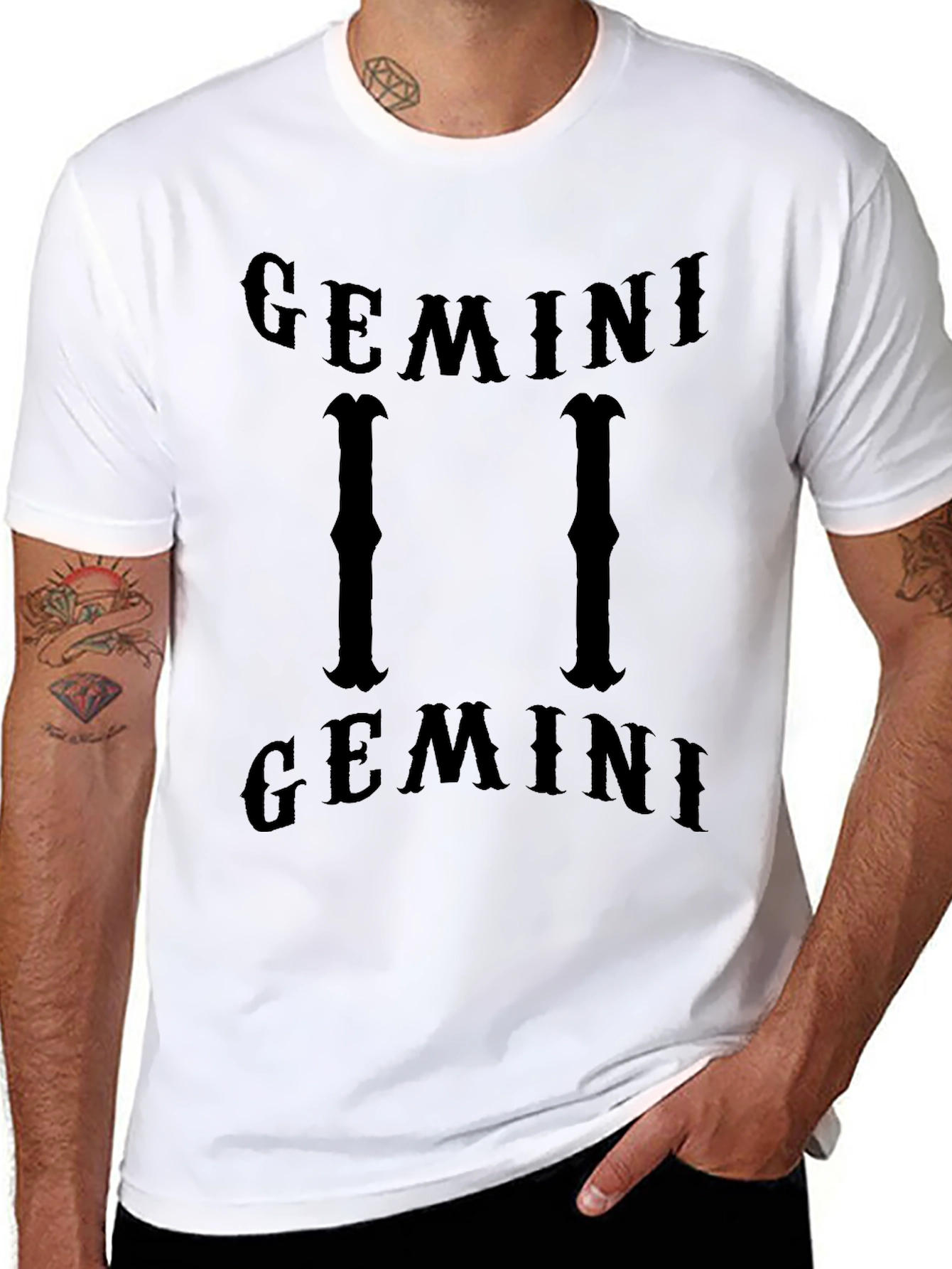 Gemini Zodiac Black Graphic T-Shirt