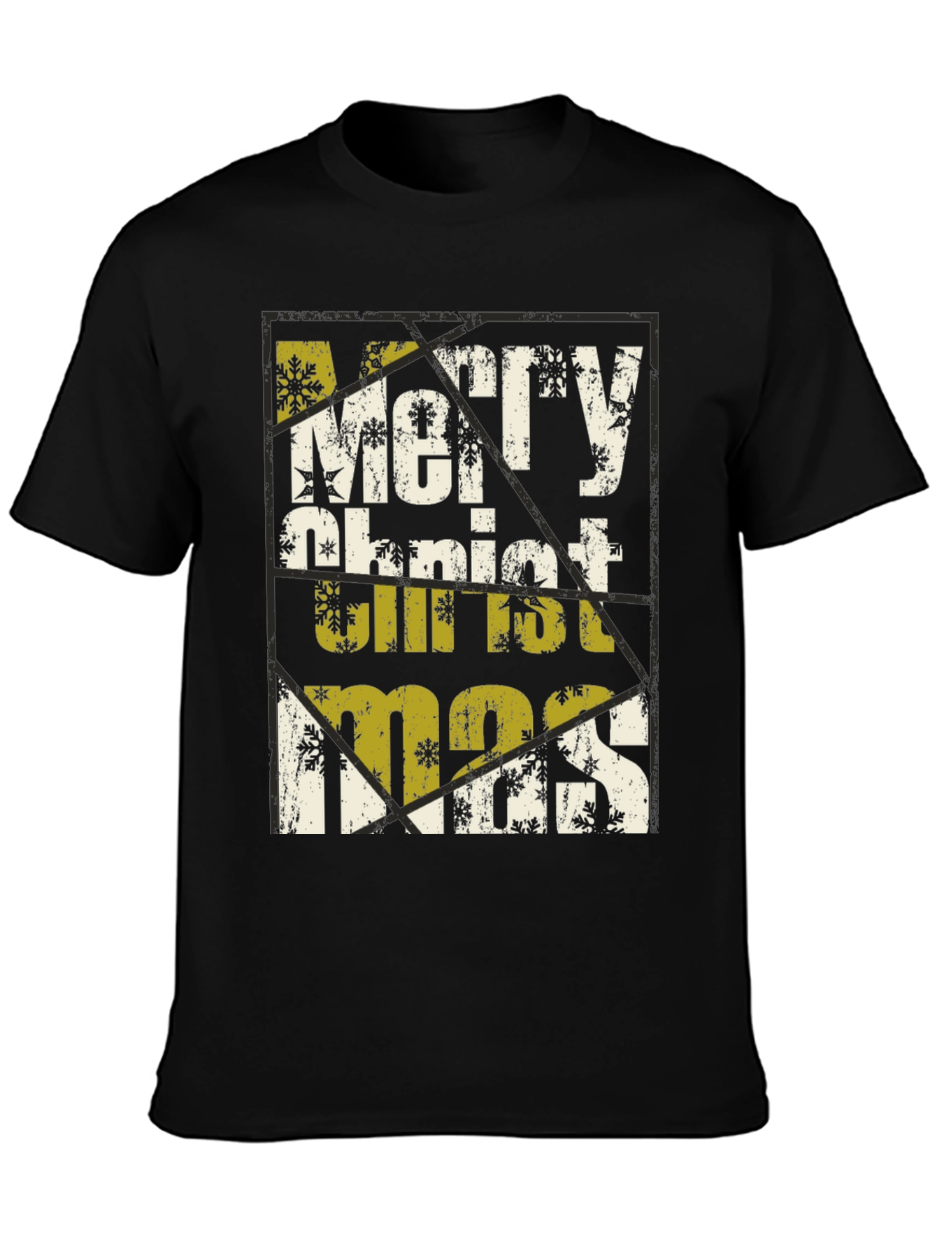 Merry Christmas Graphic Print Black T-Shirt