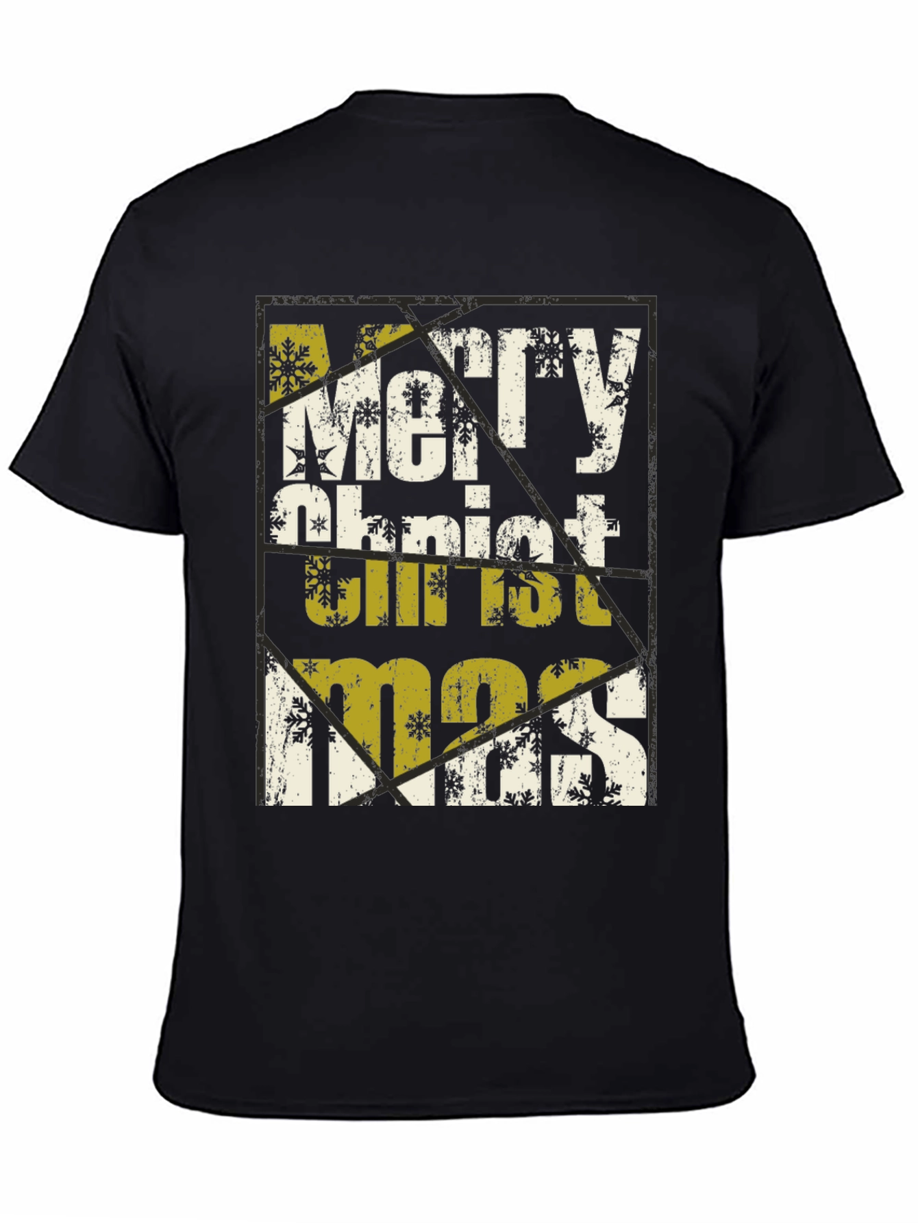 Merry Christmas Graphic Print Black T-Shirt