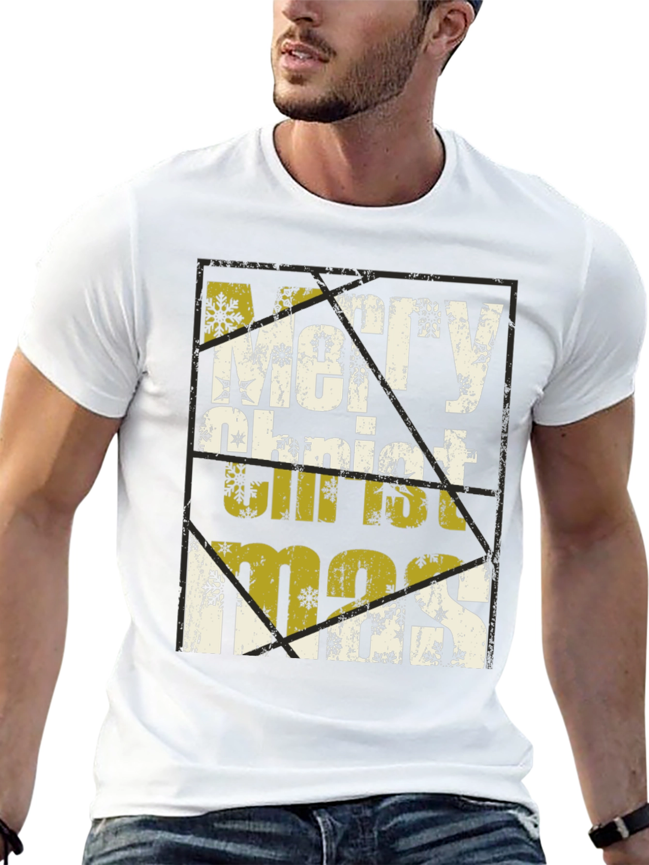 Merry Christmas Graphic Print Black T-Shirt
