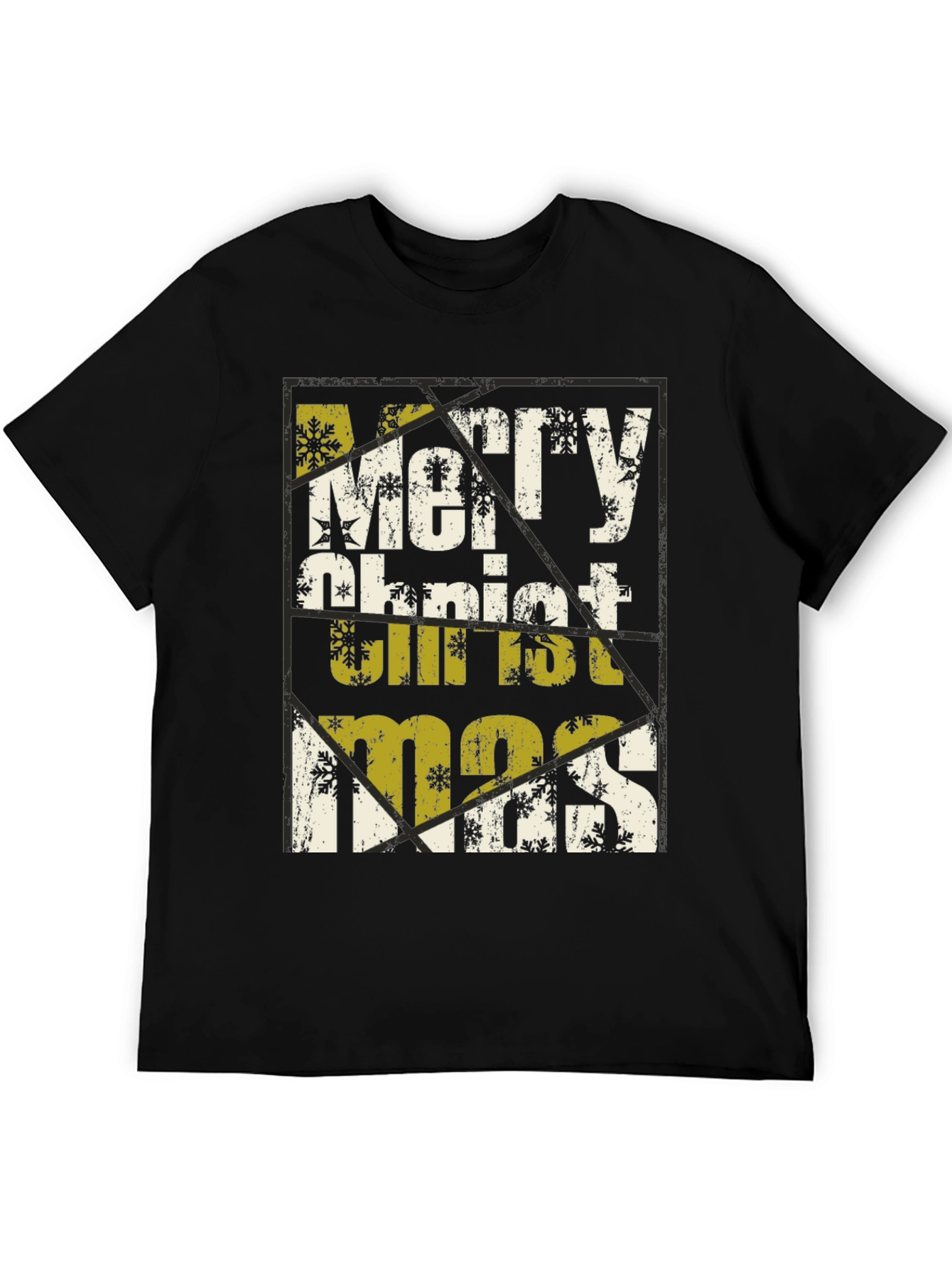 Merry Christmas Graphic Print Black T-Shirt
