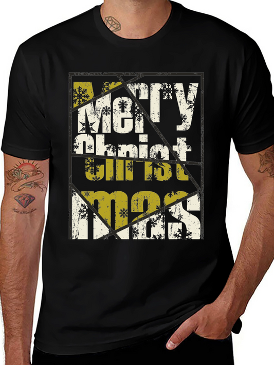 Merry Christmas Graphic Print Black T-Shirt