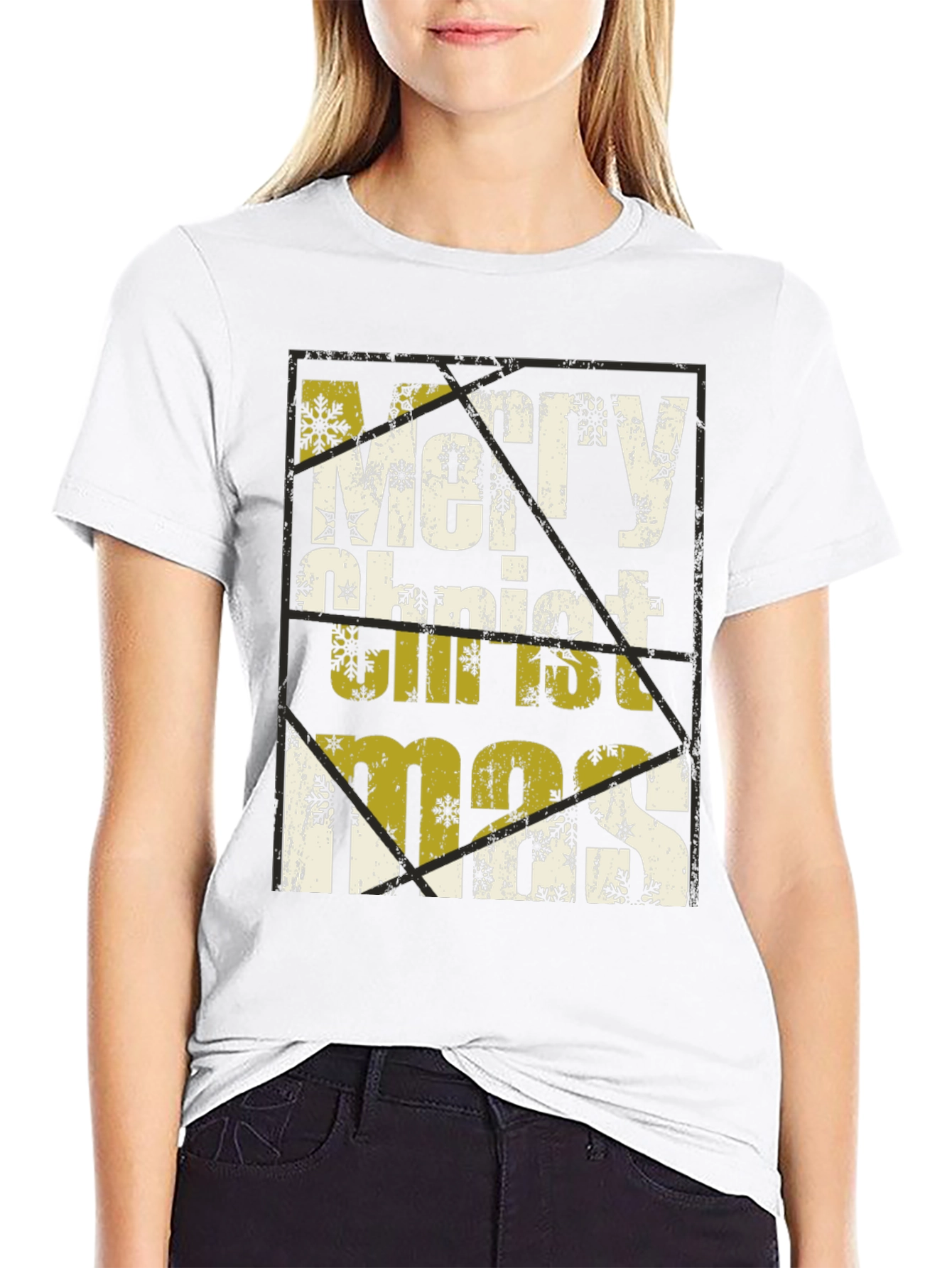 Merry Christmas Graphic Print Black T-Shirt
