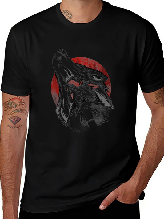 Mens Black Wolf Graphic Tee