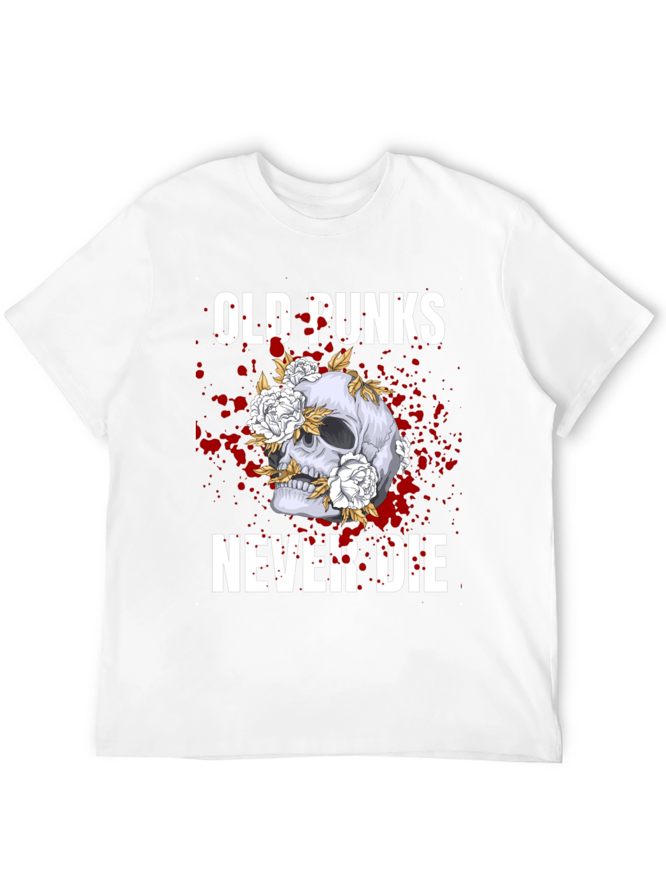 Old Punks Never Die Skull Graphic T-Shirt