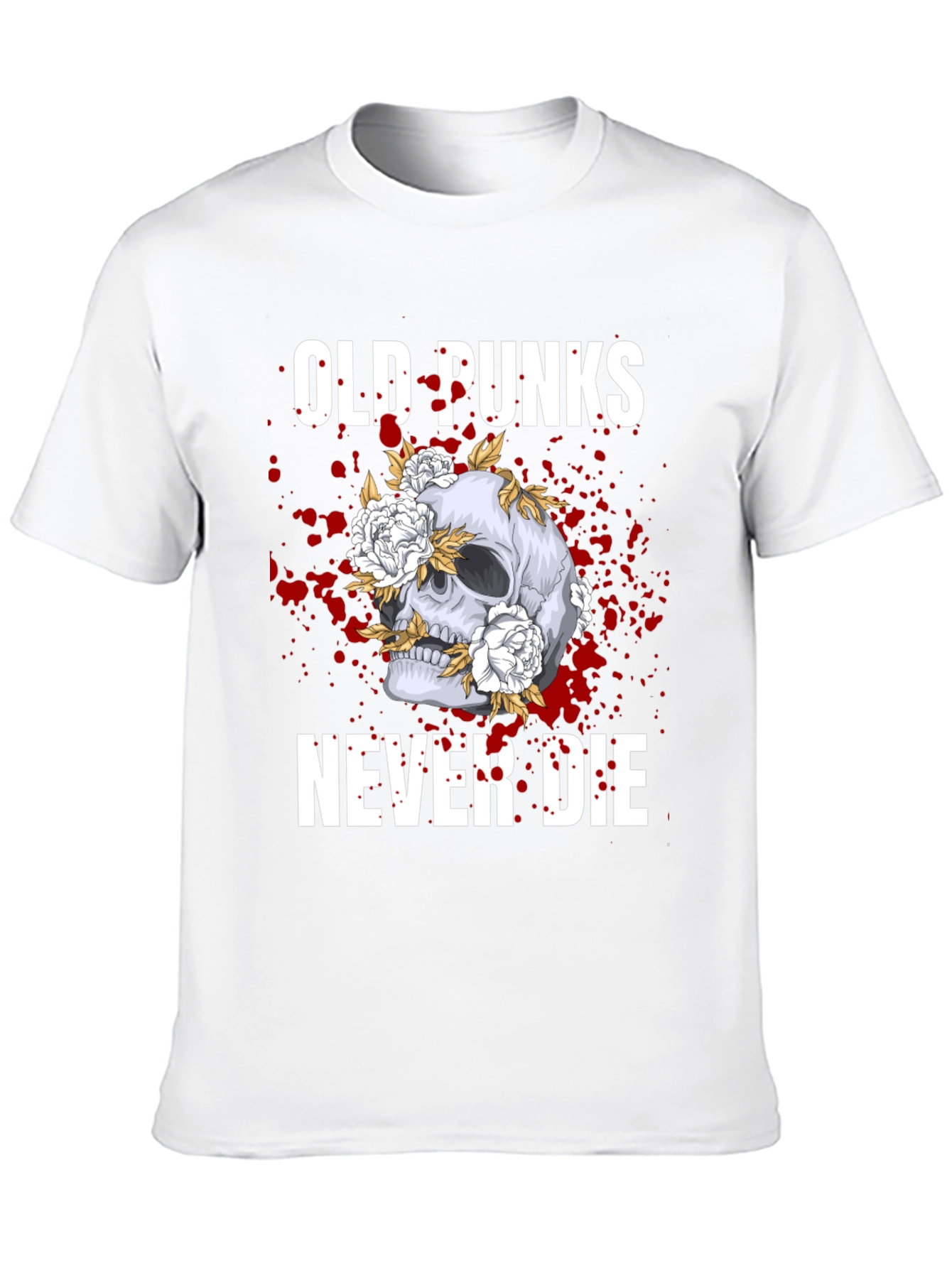 Old Punks Never Die Skull Graphic T-Shirt