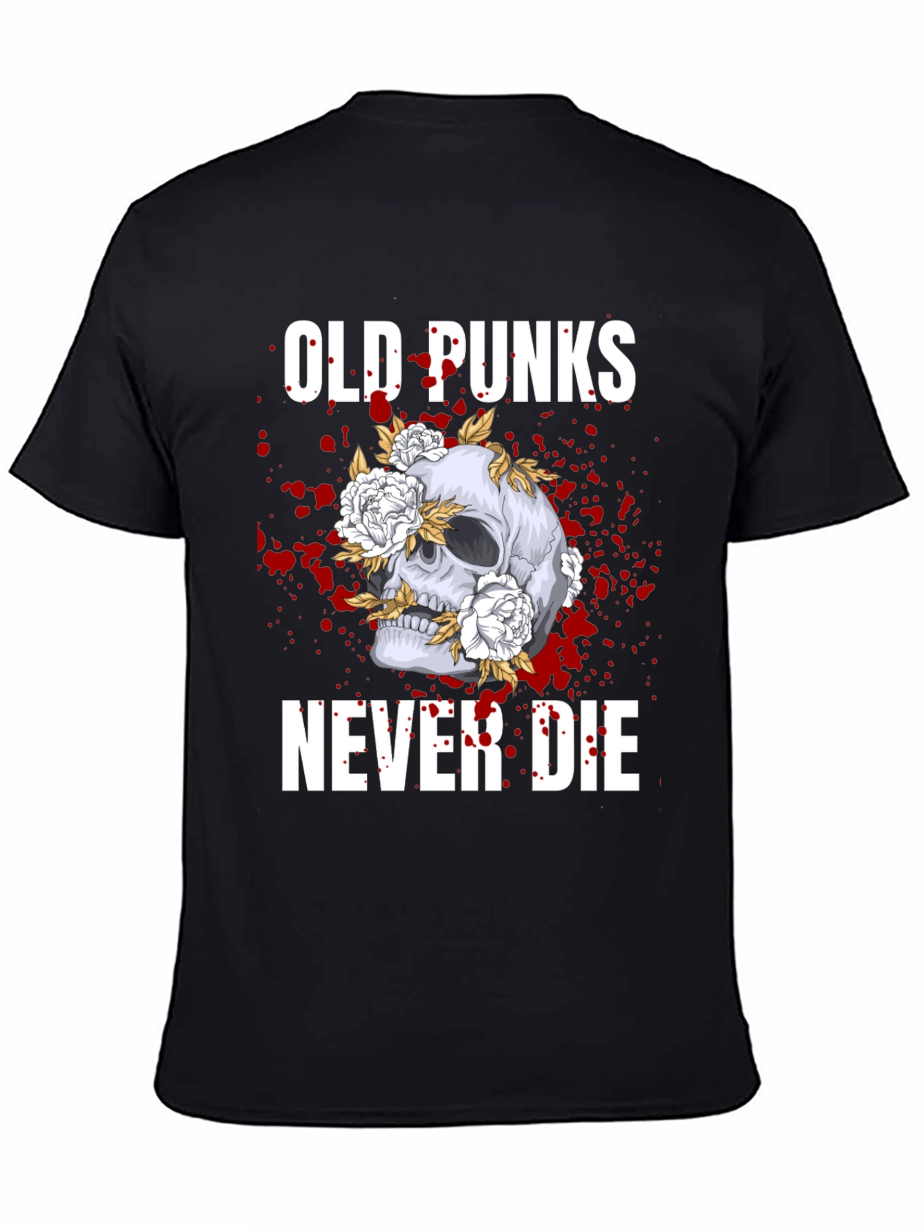 Old Punks Never Die Skull Graphic T-Shirt
