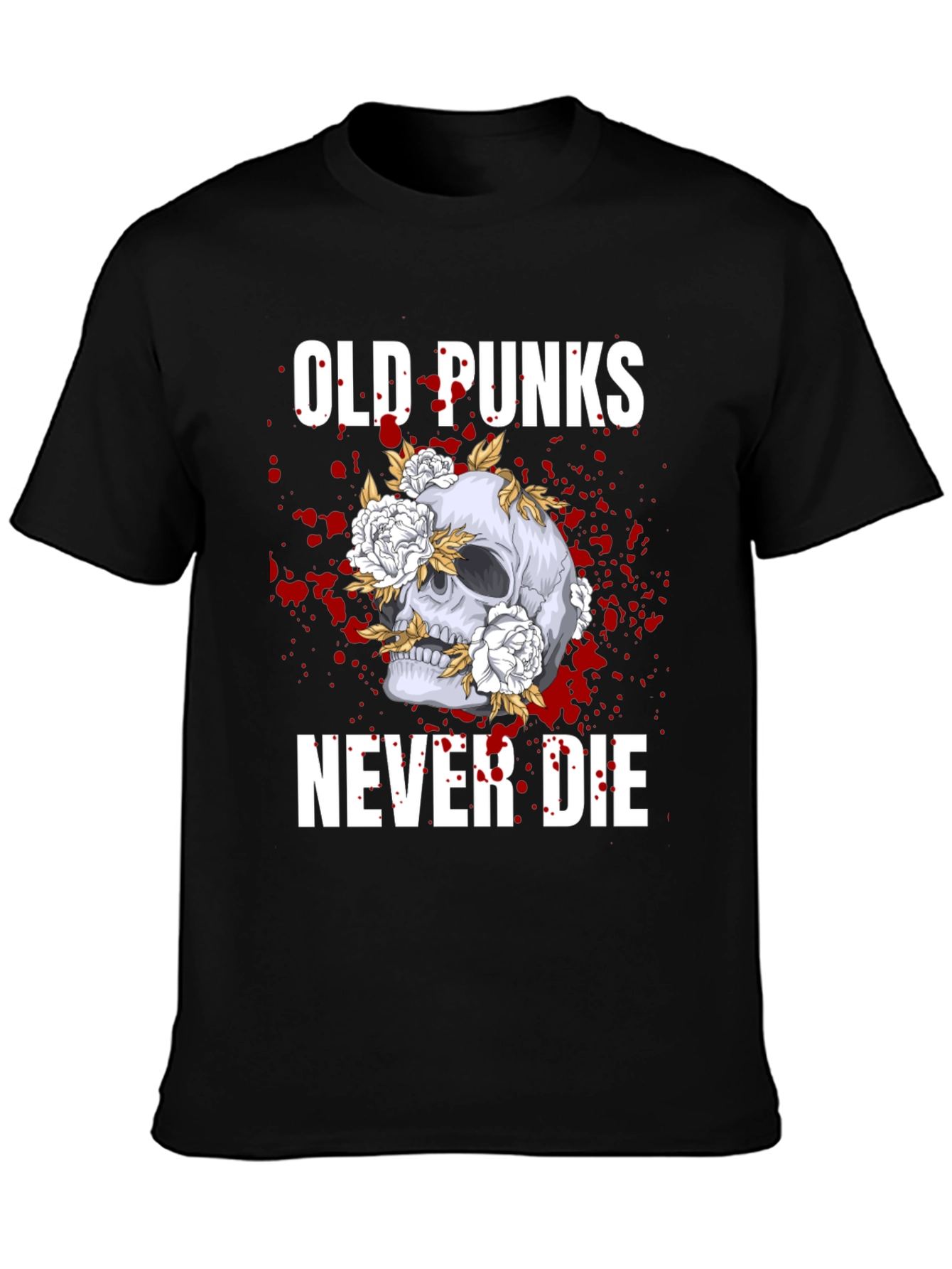 Old Punks Never Die Skull Graphic T-Shirt