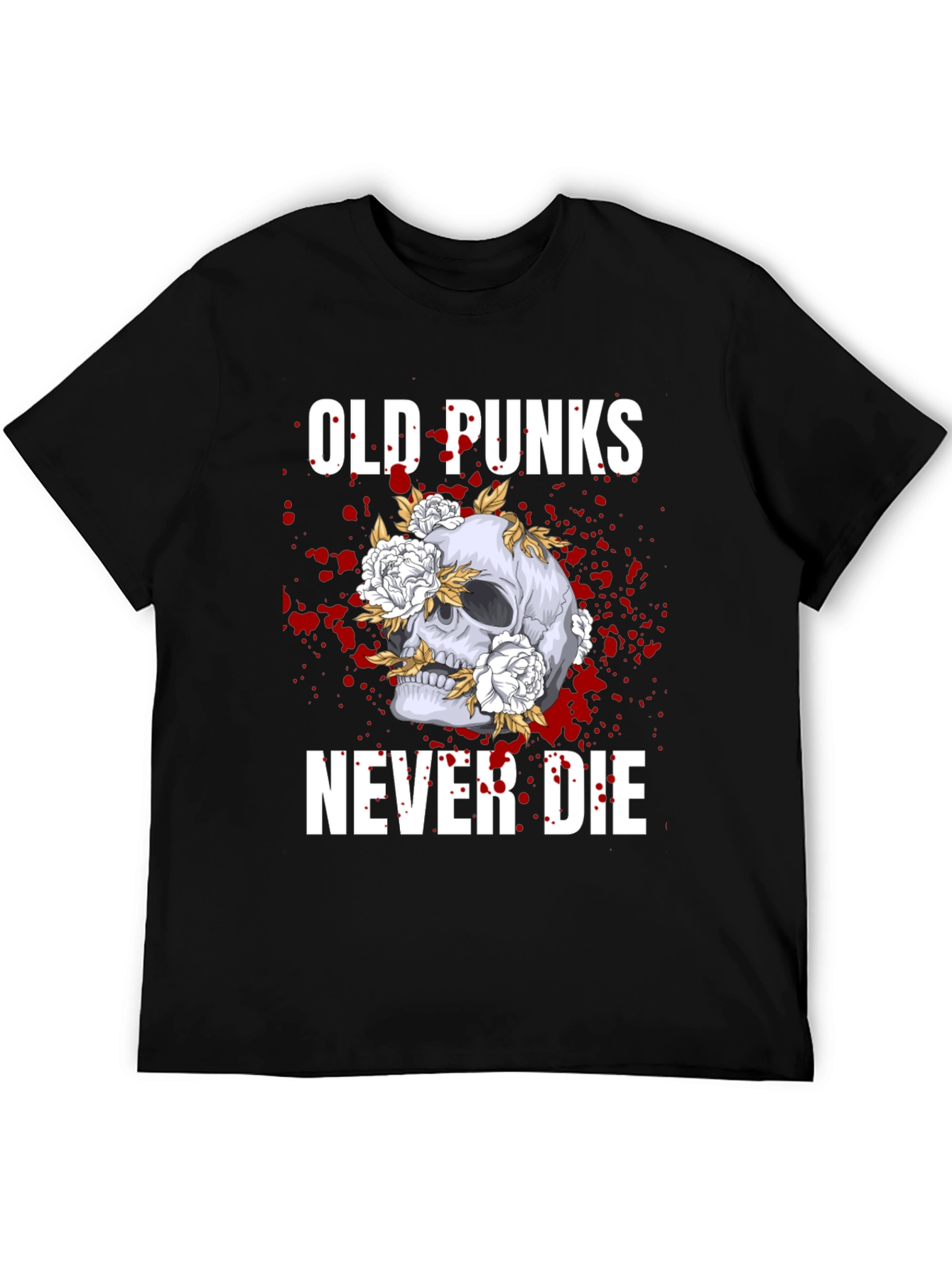 Old Punks Never Die Skull Graphic T-Shirt
