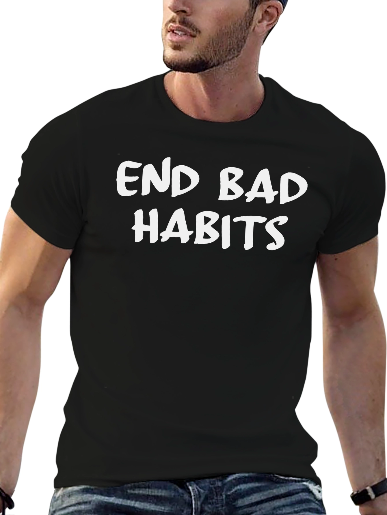 End Bad Habits Black T-Shirt - Motivational Tee