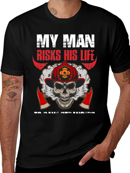 Firefighter Skull Graphic T-Shirt