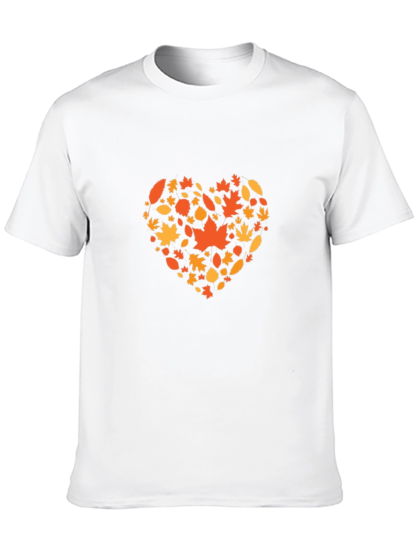 Autumn Leaves Heart Graphic Black T-Shirt
