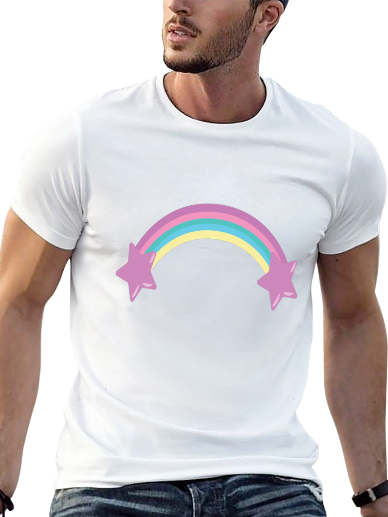 Rainbow Star T-Shirt - Black Cotton Blend